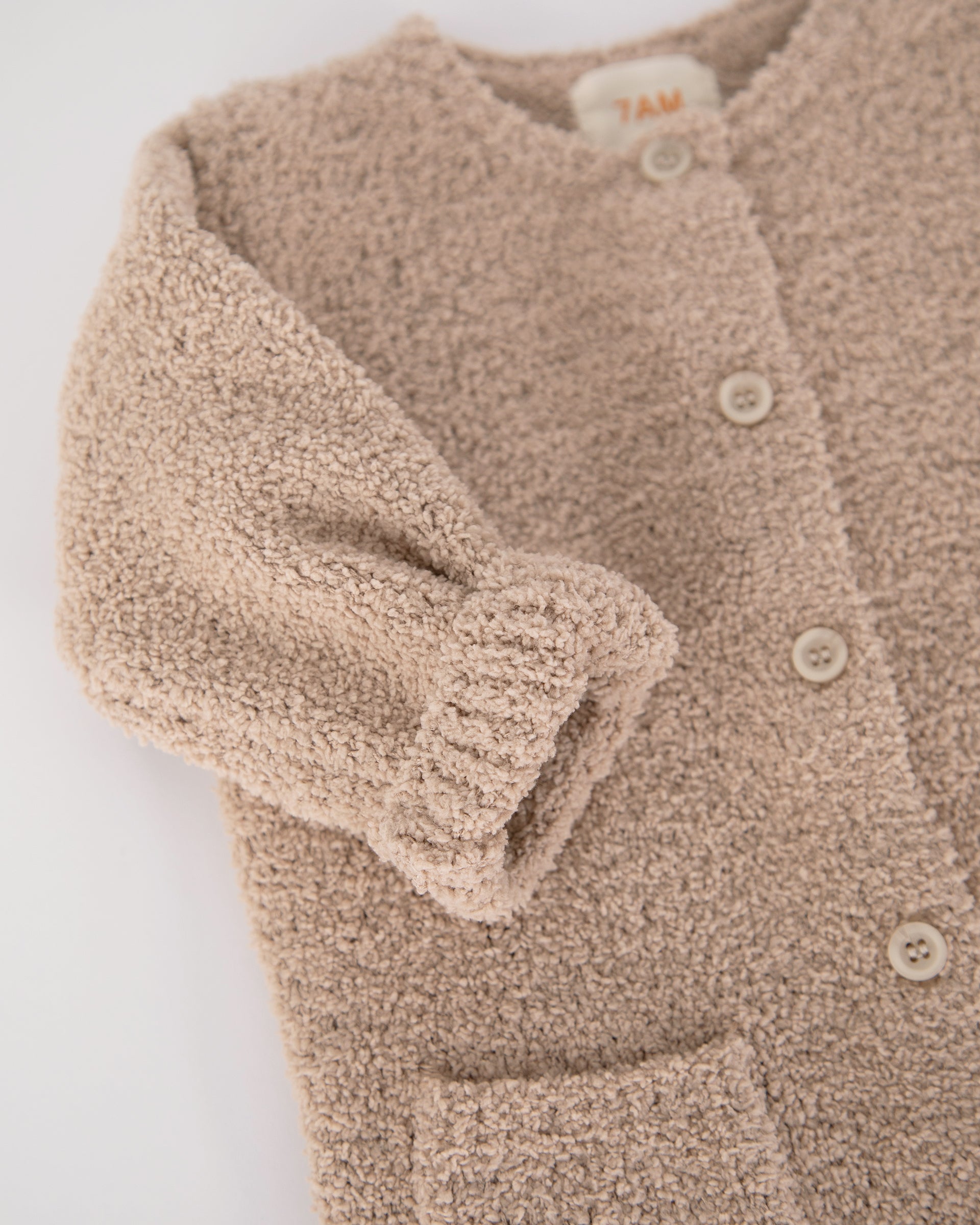 7 A.M. Enfant Fuzzy Long Sleve Romper - Pecan - Twinkle Twinkle Little One