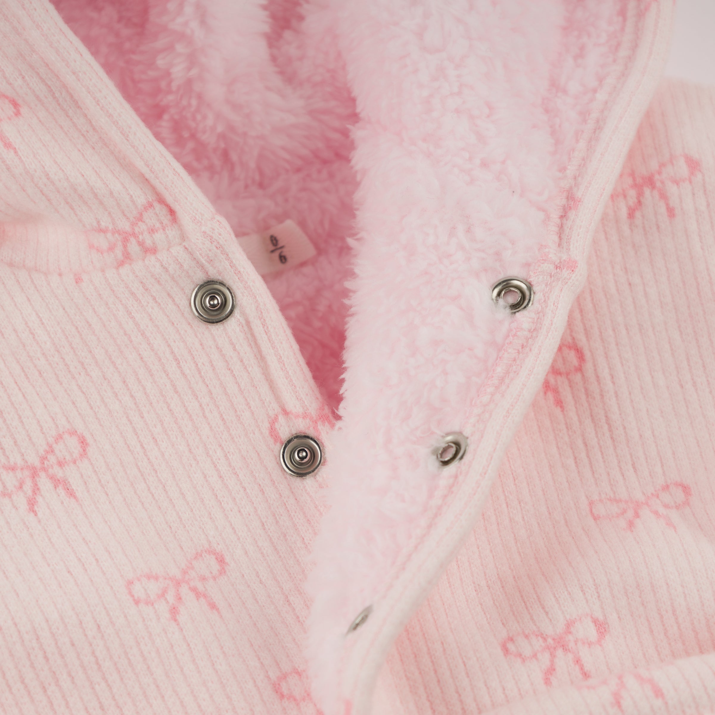 Mini Bows Winter Snowdrift Hoodie Jacket with Pink Lining - Pale Pink - Twinkle Twinkle Little One