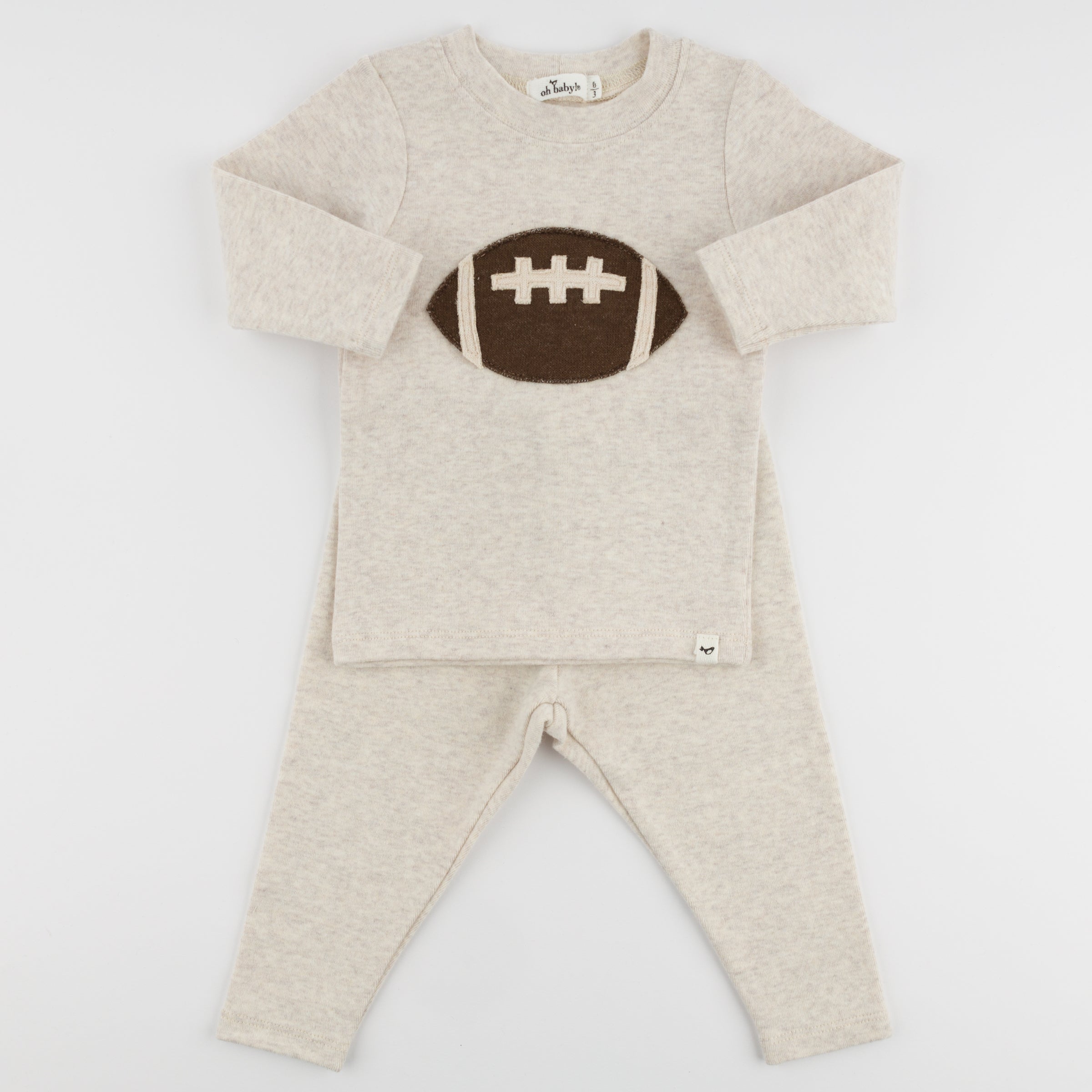 Two Piece Set - Football Applique - Malt - Twinkle Twinkle Little One