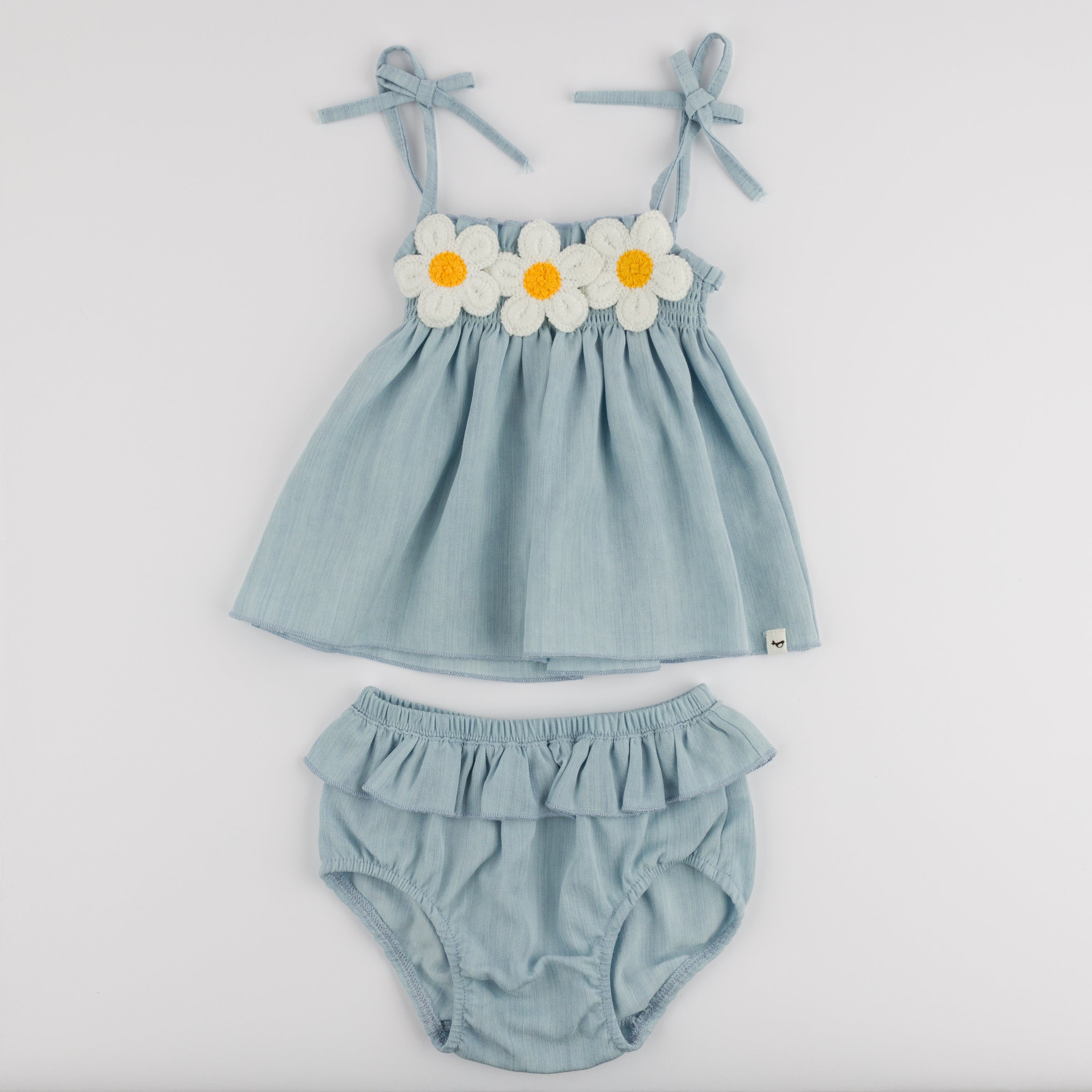 Gidget Lyocell Denim Sunsuit Set-Light Wash - Twinkle Twinkle Little One