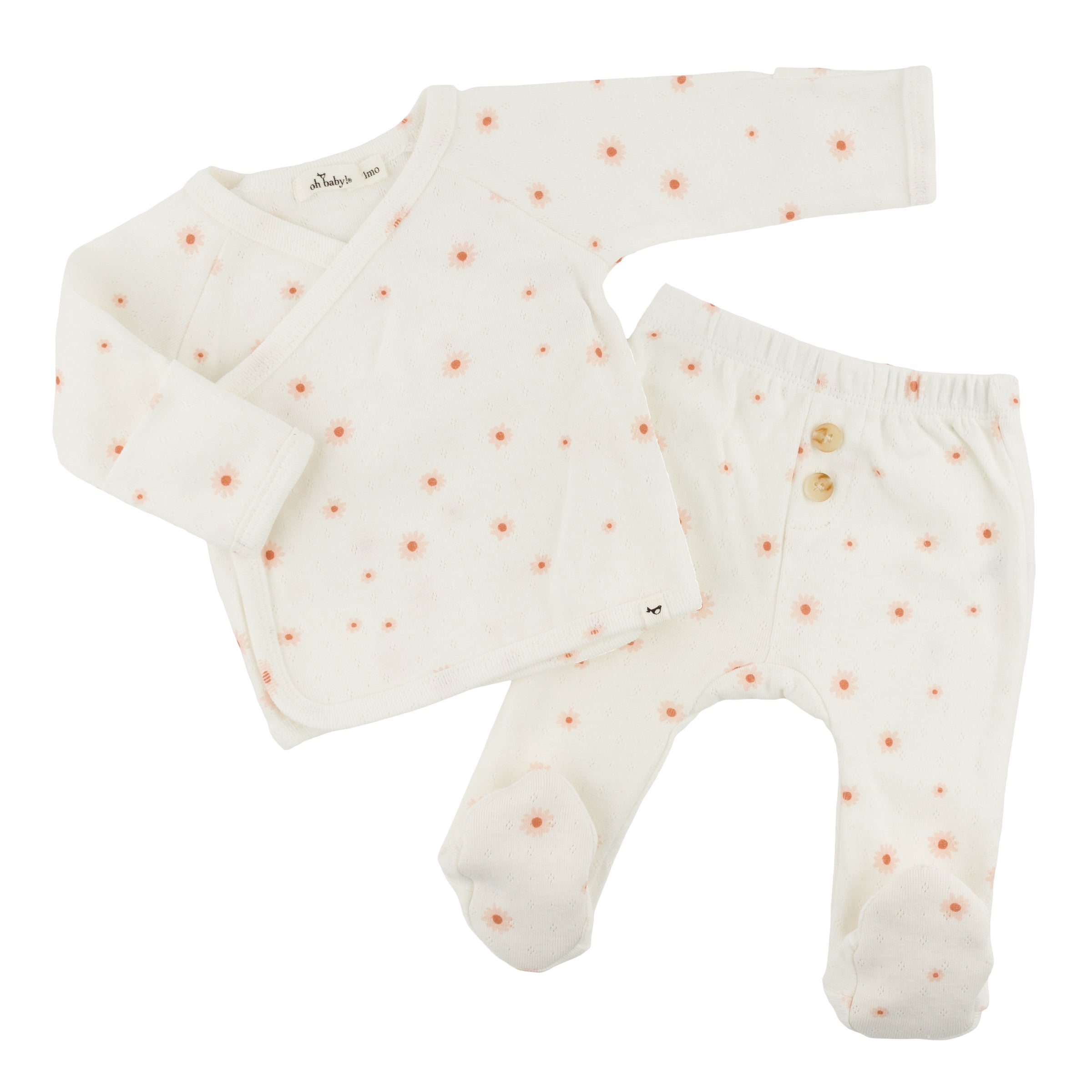Pointelle Kimono Set - Twinkle - Mini Daisies - Twinkle Twinkle Little One