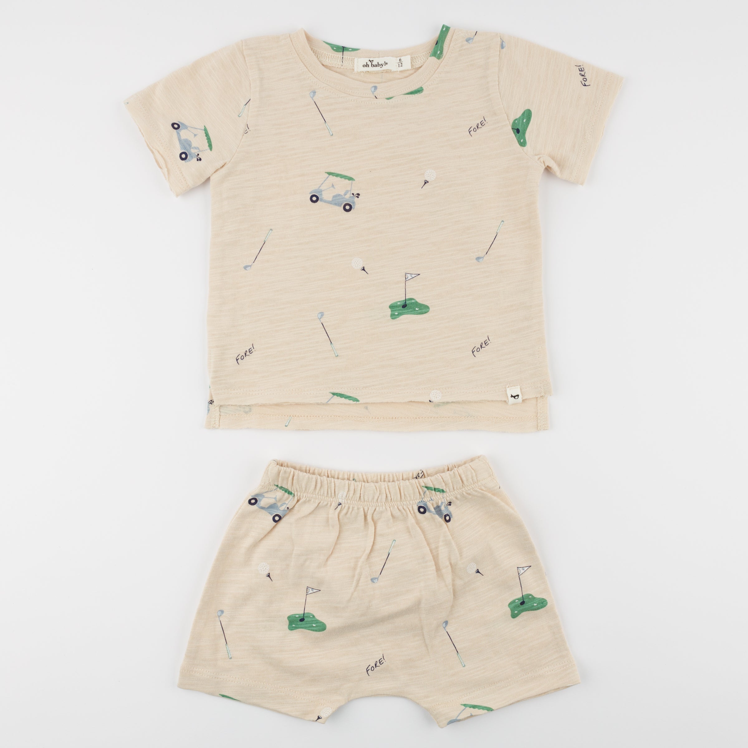 Golf Raw Edge Shirt & Short Set - Natural - Twinkle Twinkle Little One