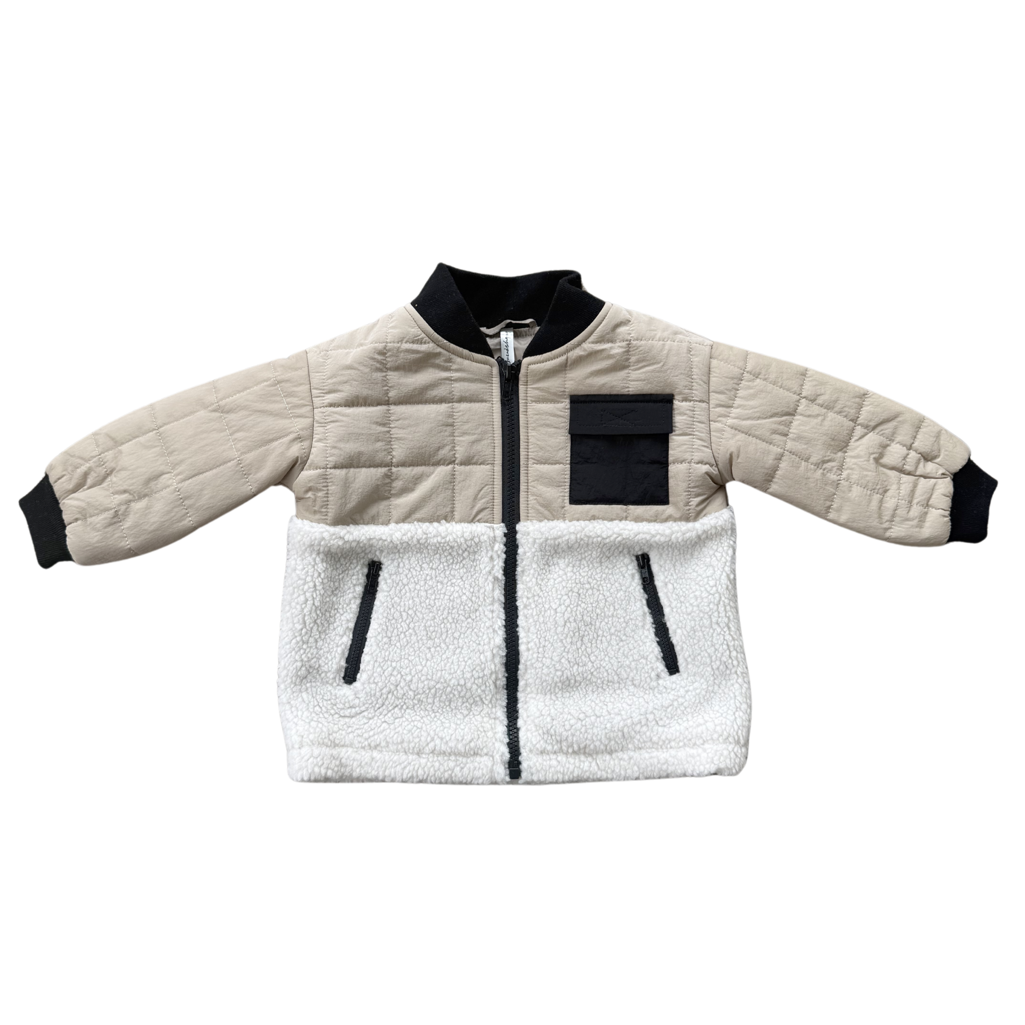 Cream Quilted Sherpa Jacket - Twinkle Twinkle Little One