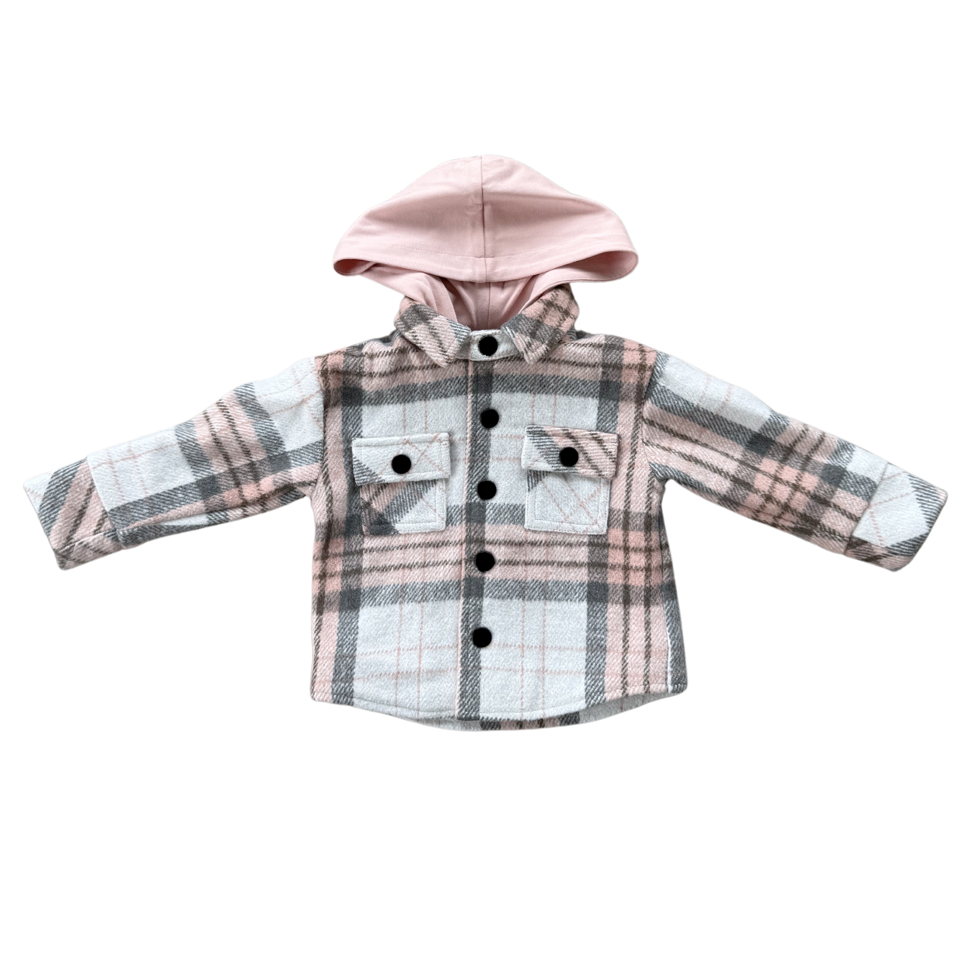 Pink Fawn Plaid Hooded Shacket - Twinkle Twinkle Little One