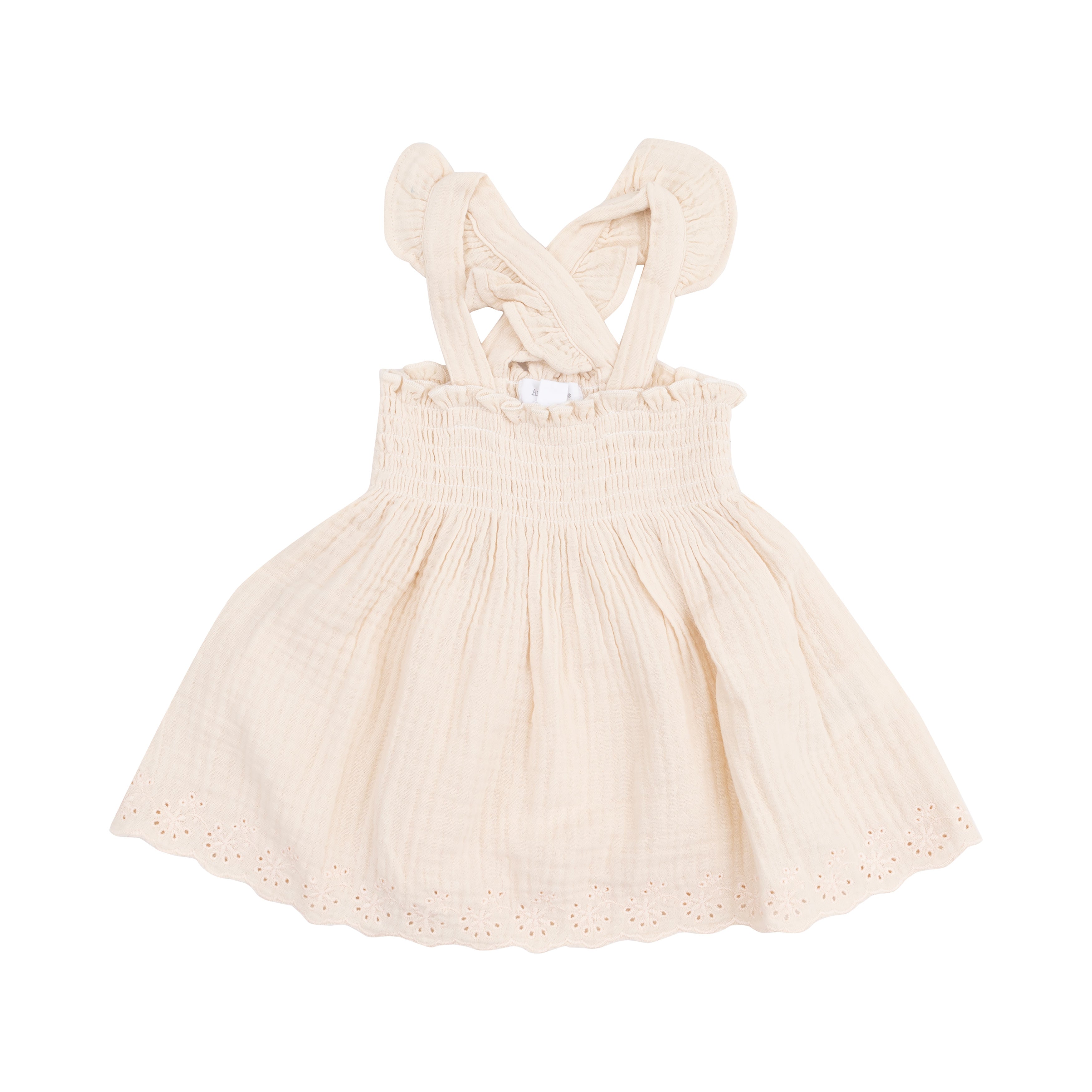 Solid Muslin White Swan Ruffle Strap Smocked Top & Diaper Cover - Twinkle Twinkle Little One