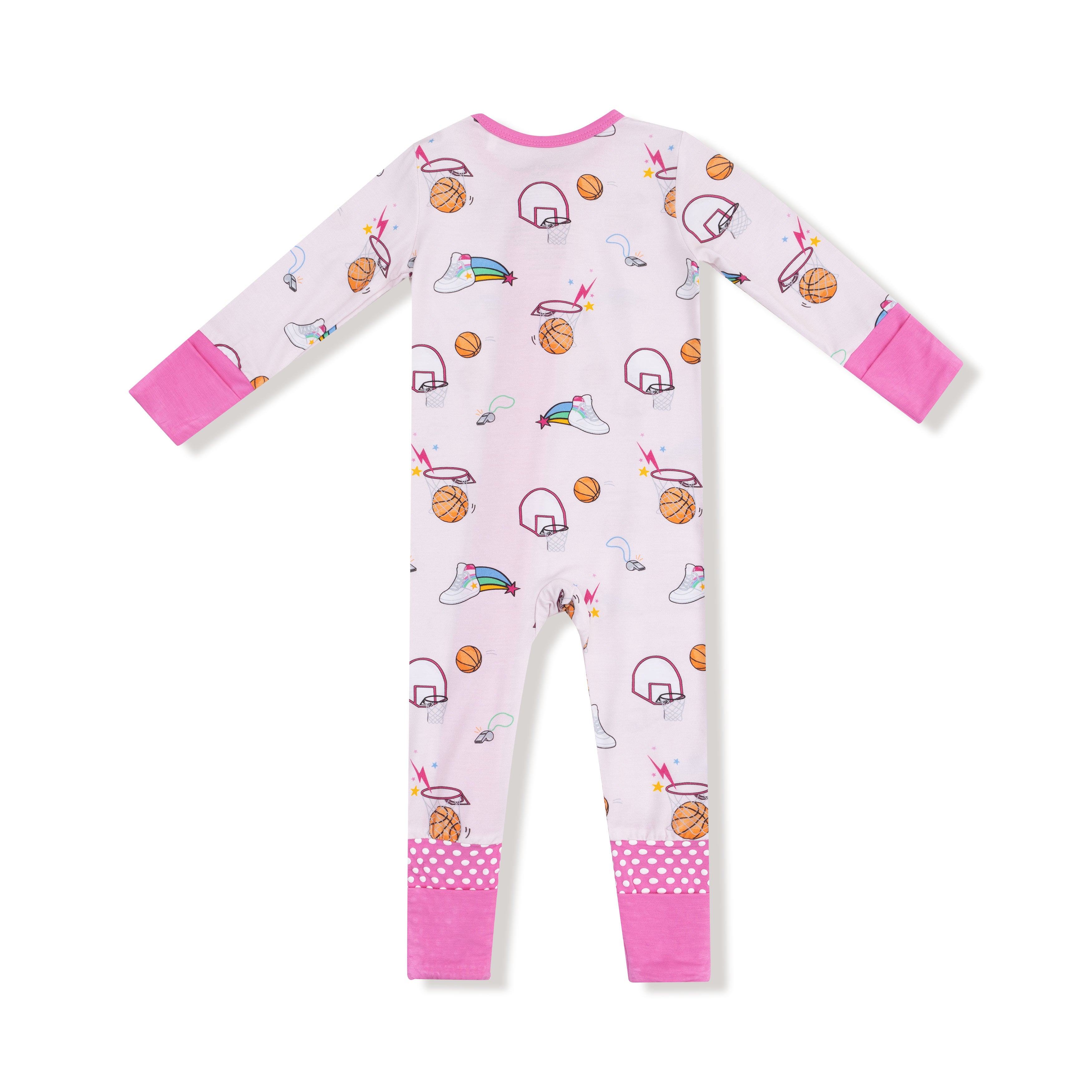 Basketball Pink 2 Way Zipper Romper - Twinkle Twinkle Little One