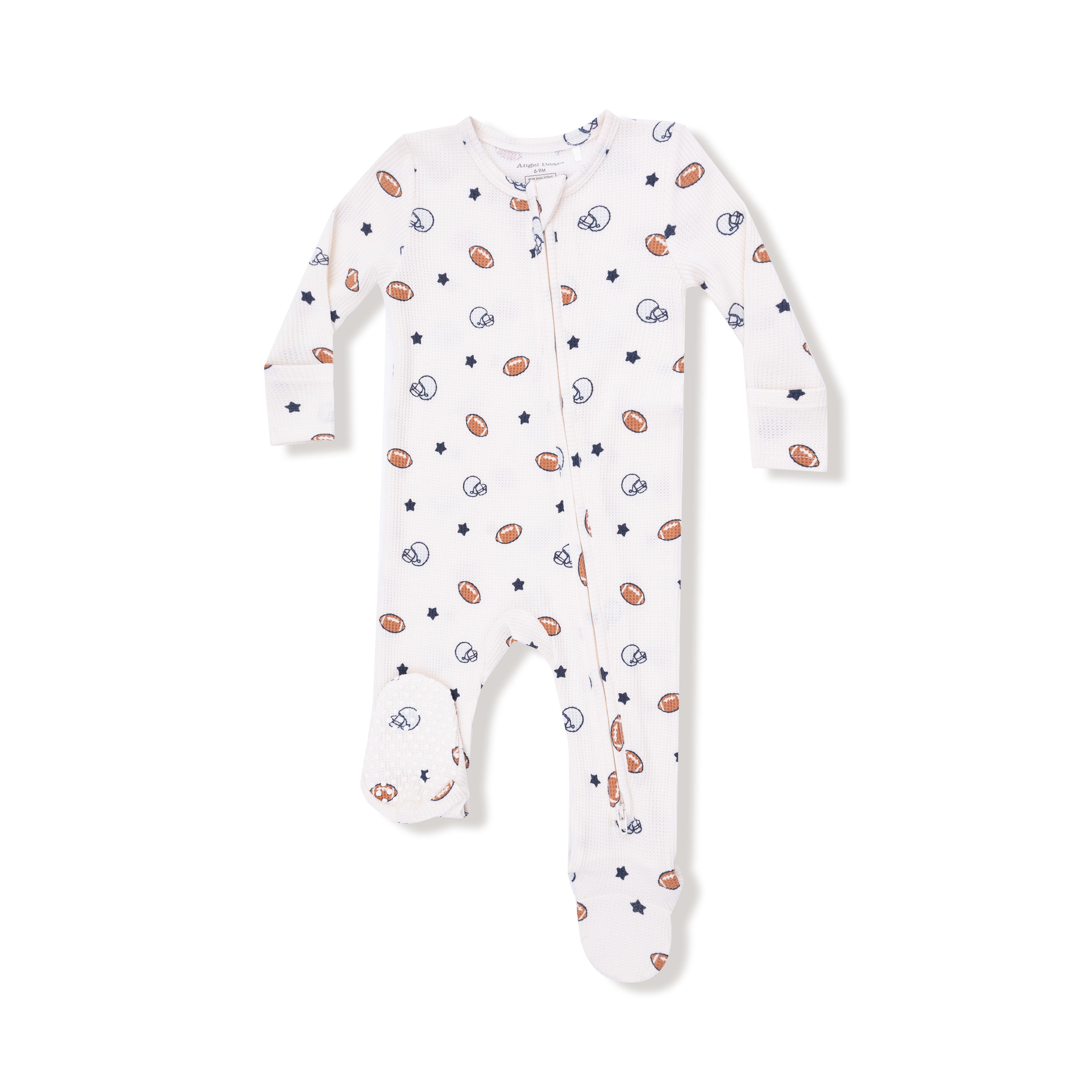 Footballs & Stars 2 Way Zipper Footie - Twinkle Twinkle Little One