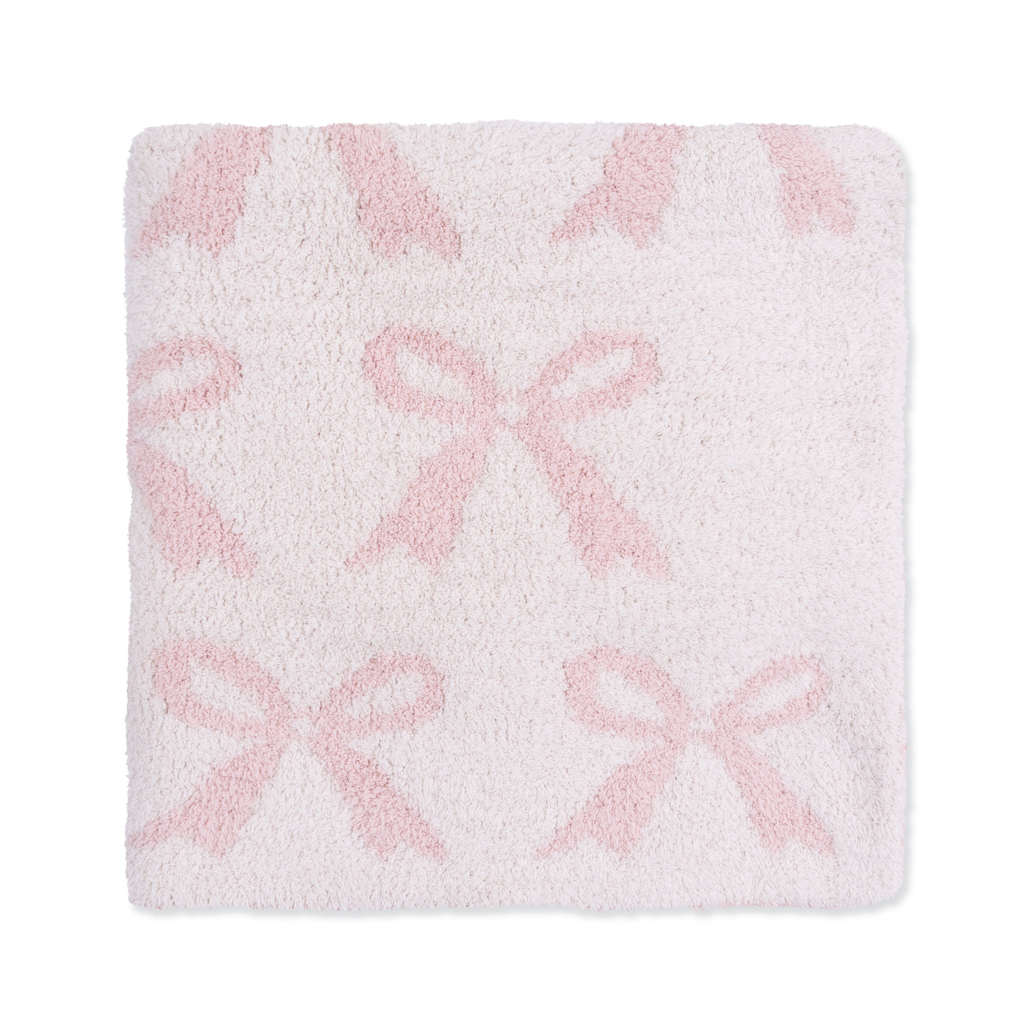 Chenille Blush Bow Blanket