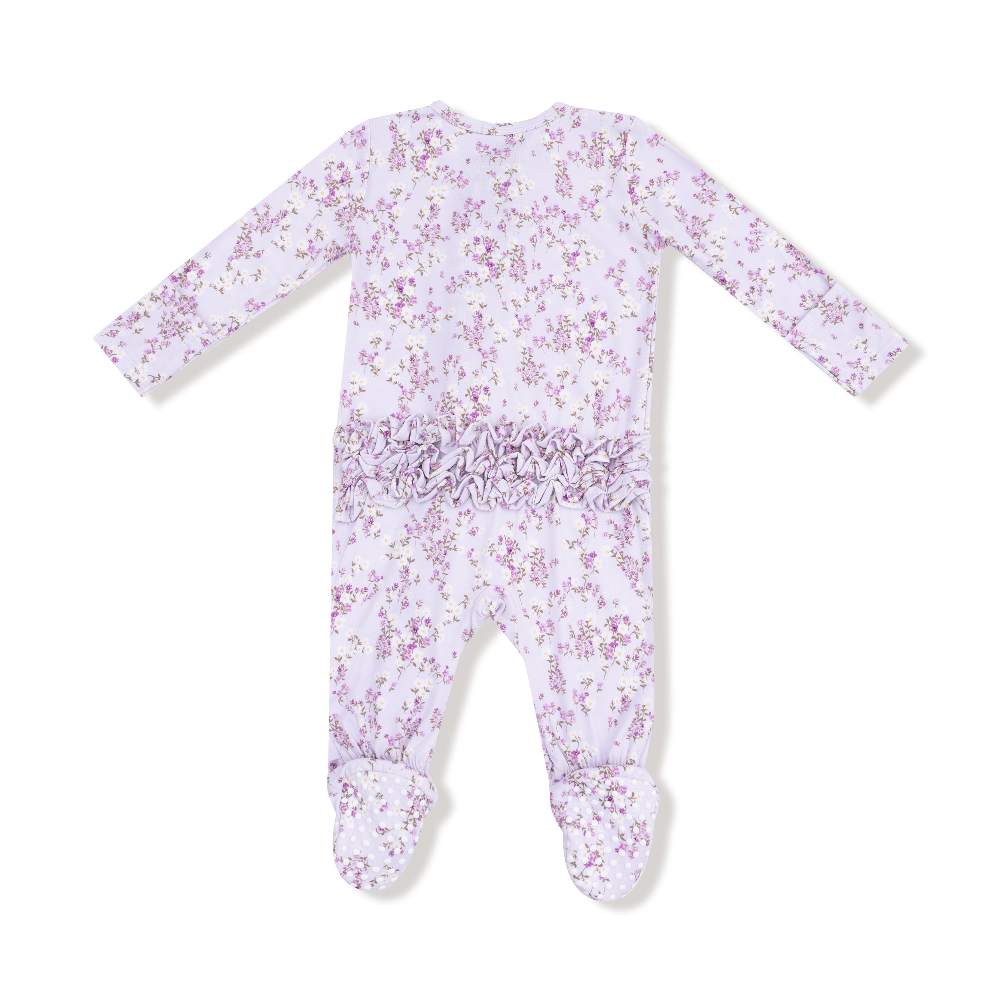 Sweet Dream Florals 2 Way Ruffle Back Zipper Footie - Twinkle Twinkle Little One