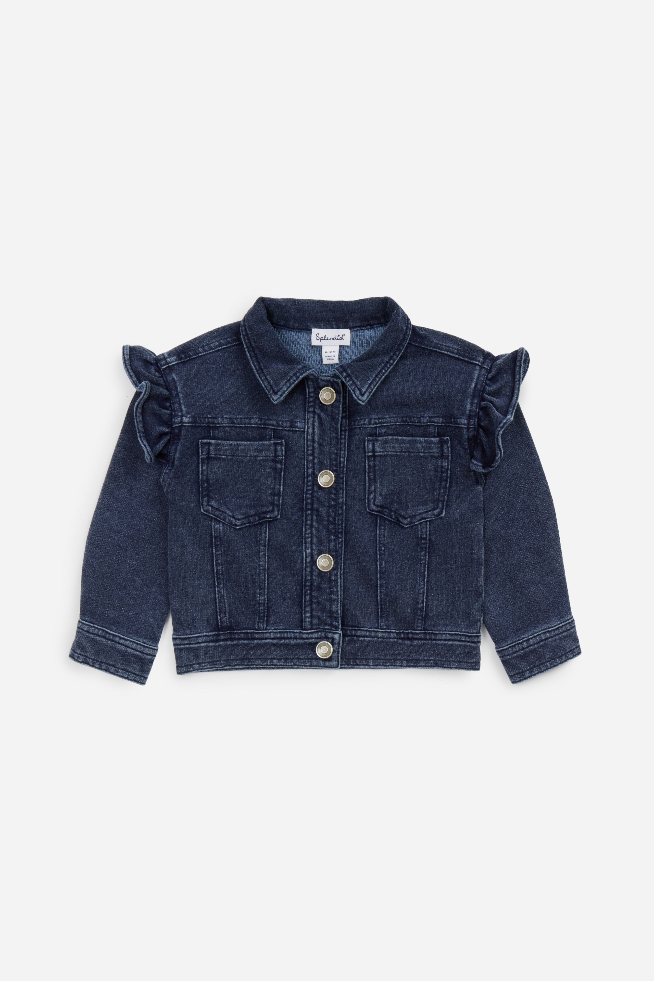 Infant Girls Ruffle Denim Jacket - Dark Rinse