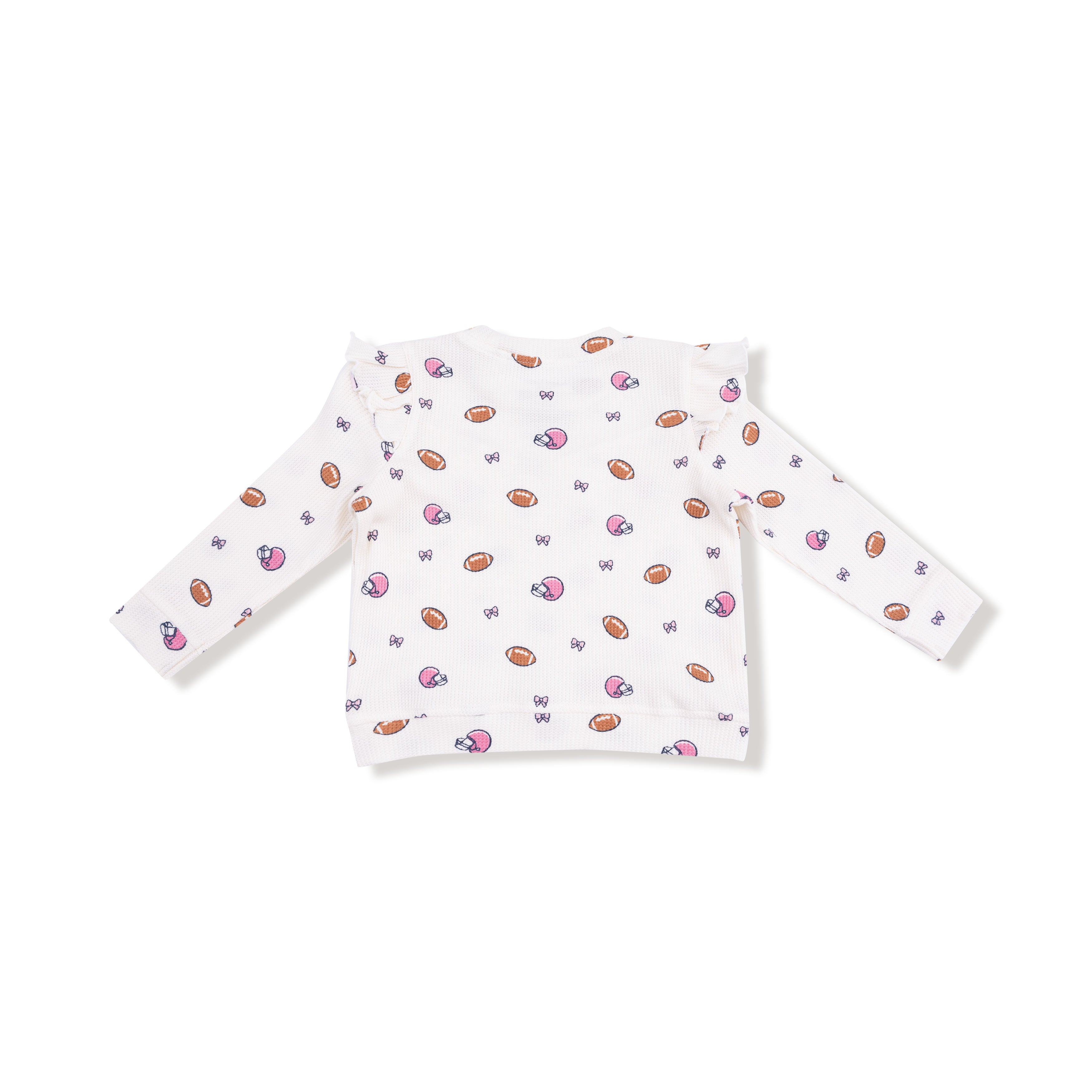 Footballs and Bows Ruffle Waffle Top and Waffle Flare Pant - Twinkle Twinkle Little One