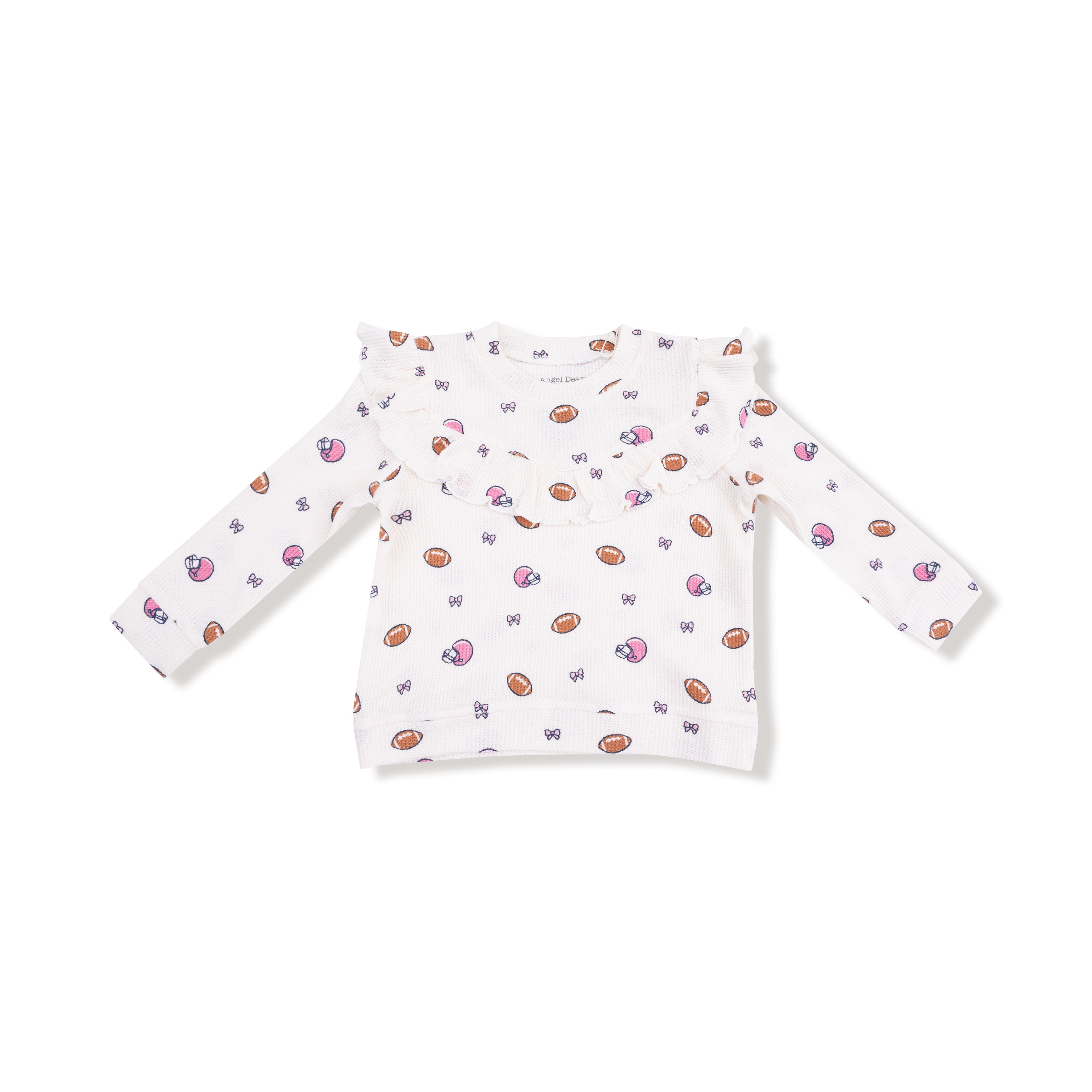 Footballs and Bows Ruffle Waffle Top and Waffle Flare Pant - Twinkle Twinkle Little One