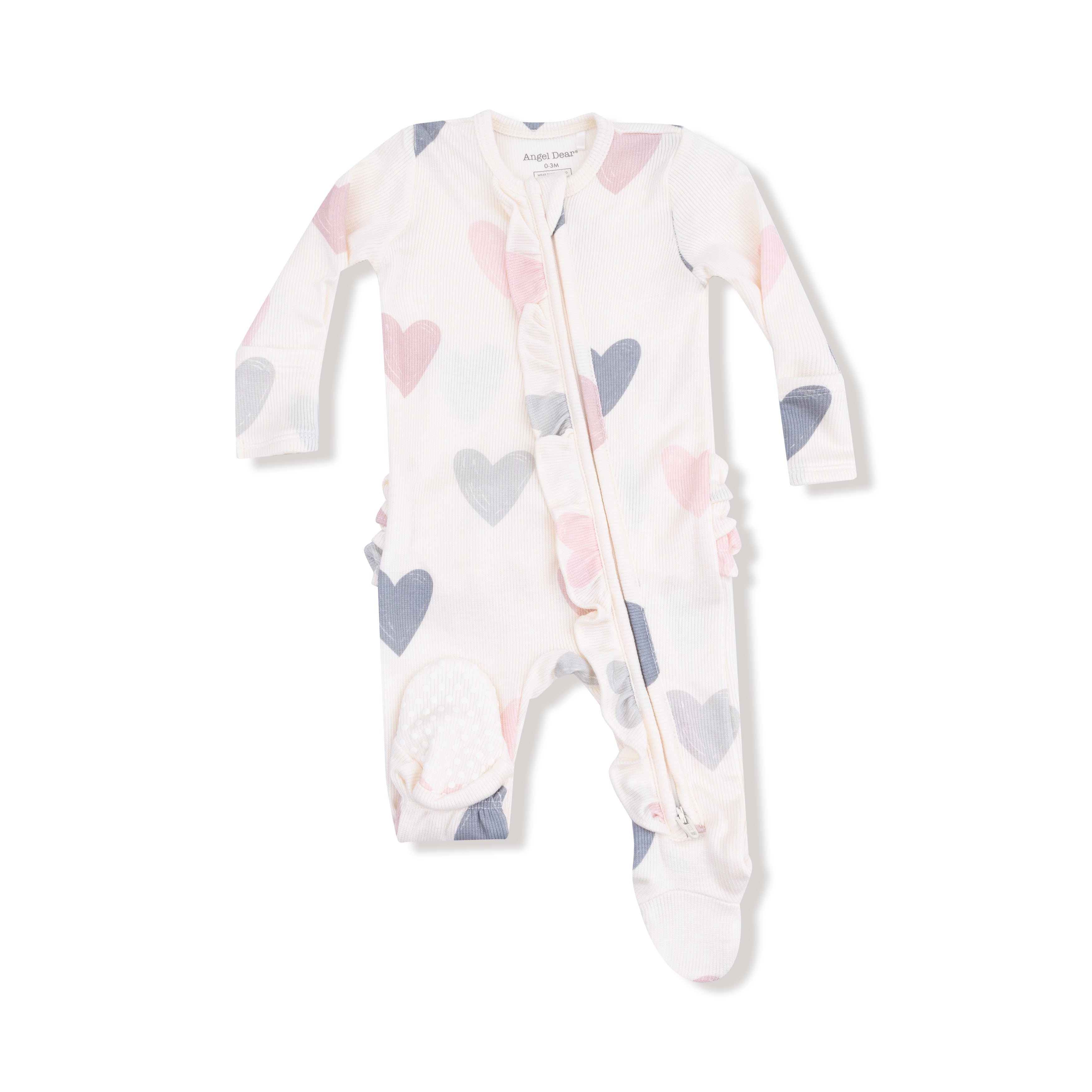 Hearts 2 Way Ruffle Back Zipper Footie - Twinkle Twinkle Little One
