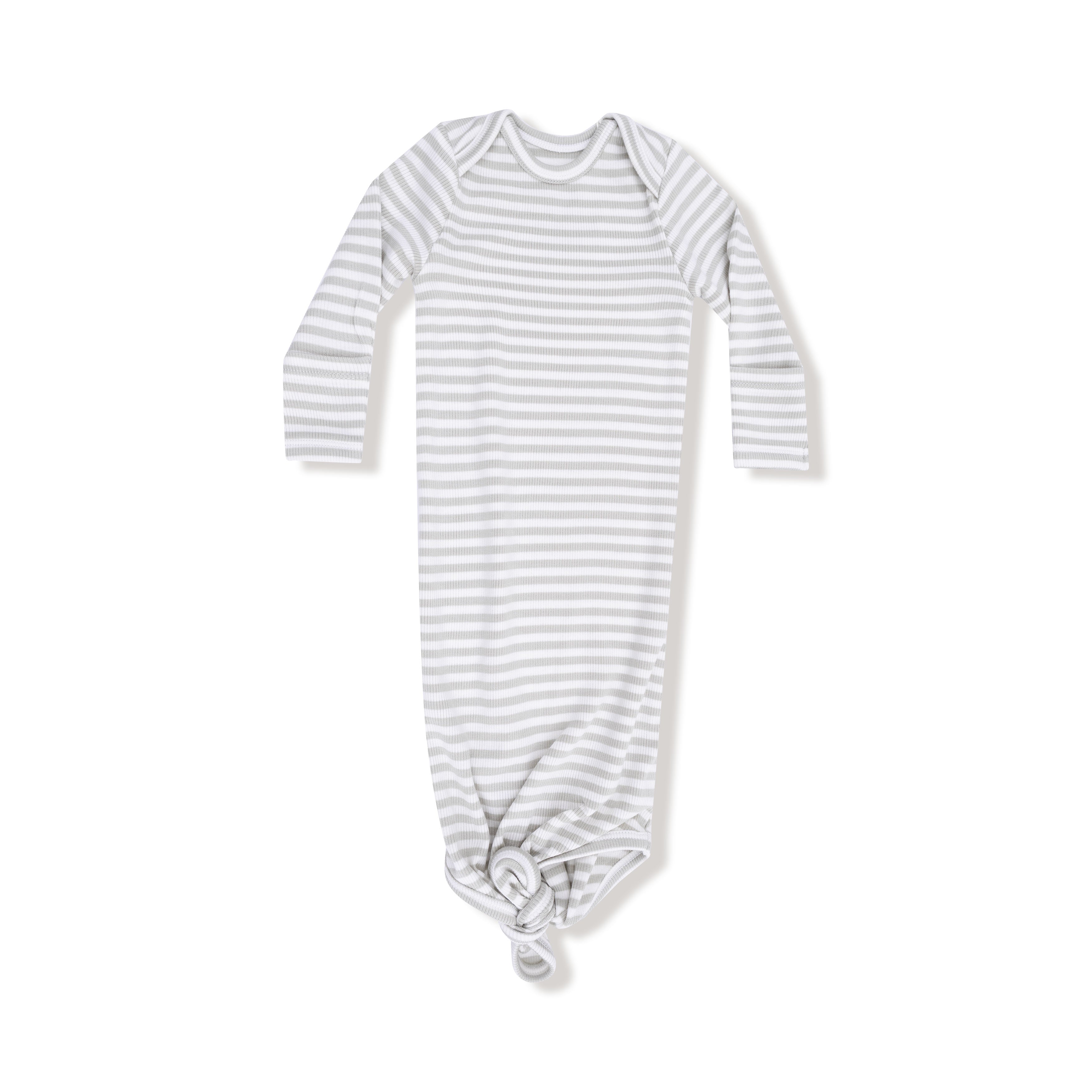 Stripe Mineral Grey & White Knotted Gown - Twinkle Twinkle Little One