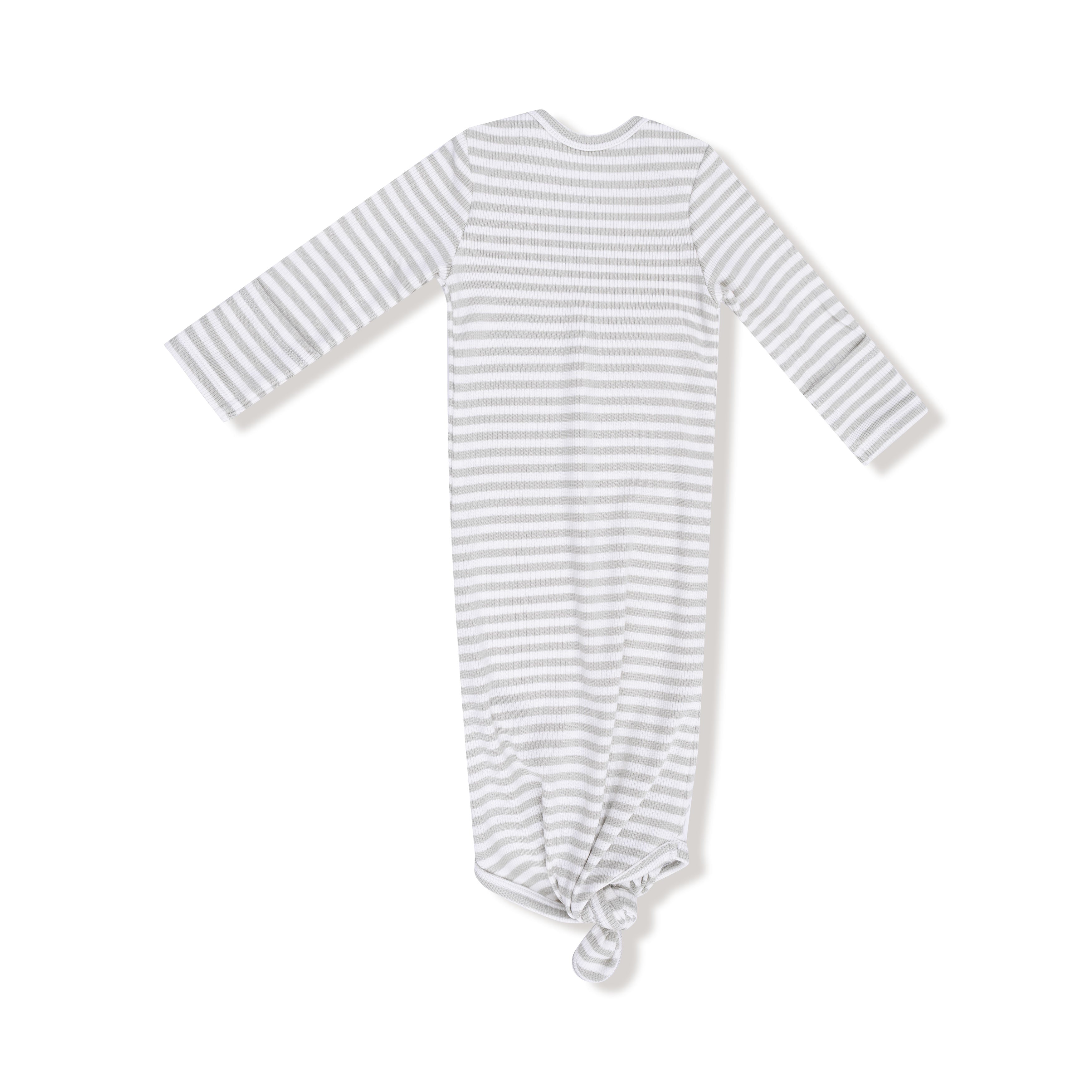 Stripe Mineral Grey & White Knotted Gown - Twinkle Twinkle Little One