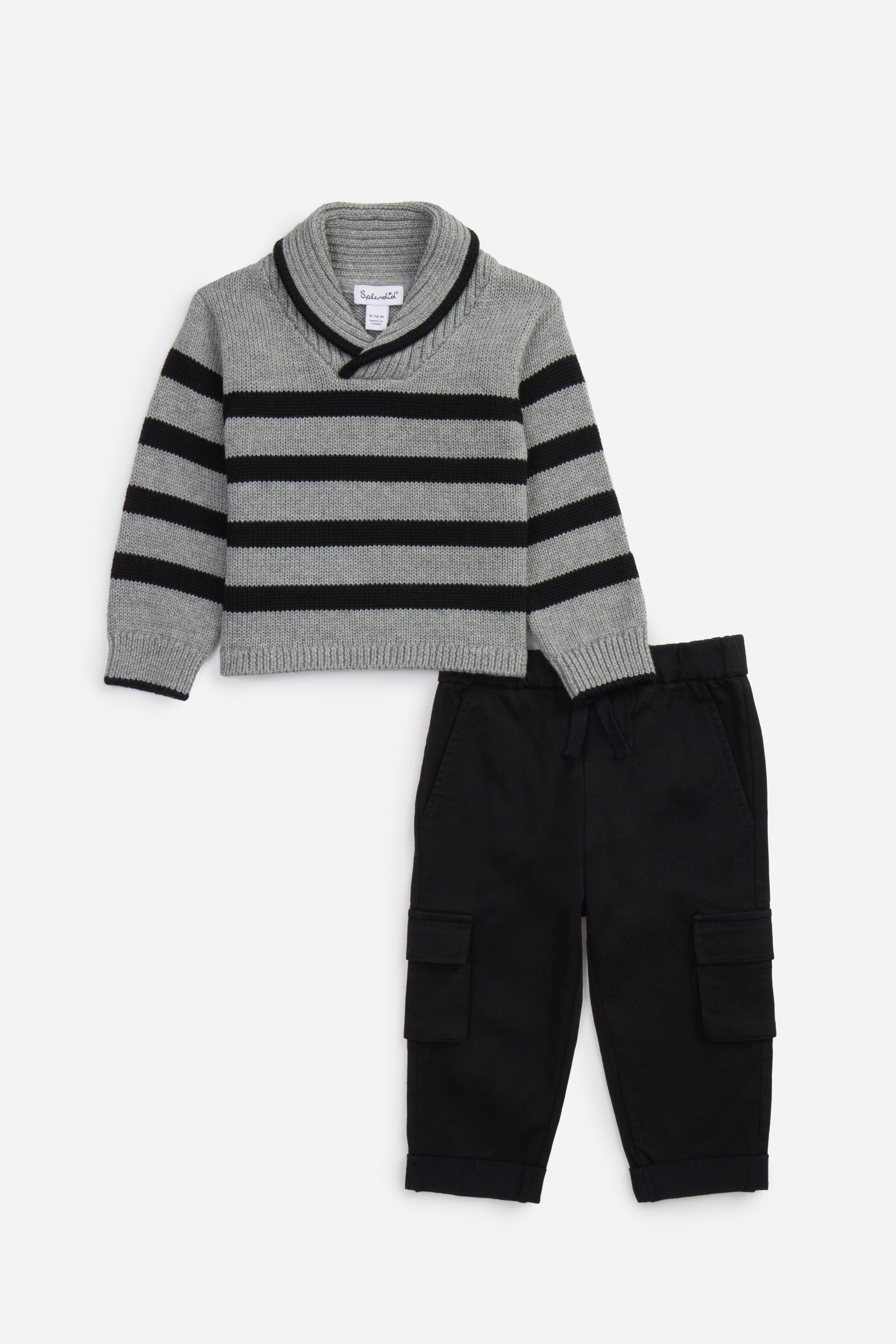 Infant Boy Roll Neck Stripe Sweater Set - Twinkle Twinkle Little One