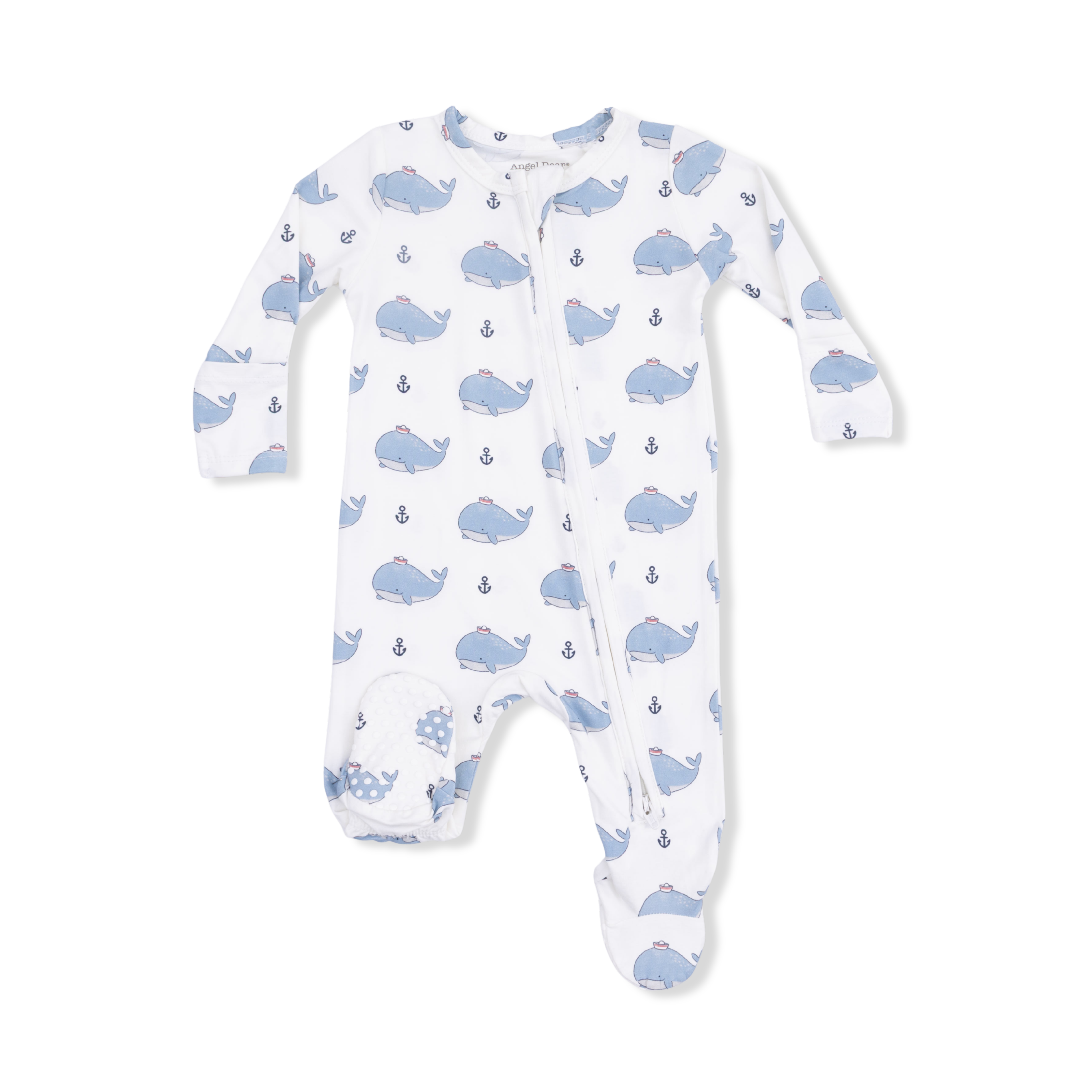 Bubbly Sailor Whales Blue 2 Way Zipper Footie