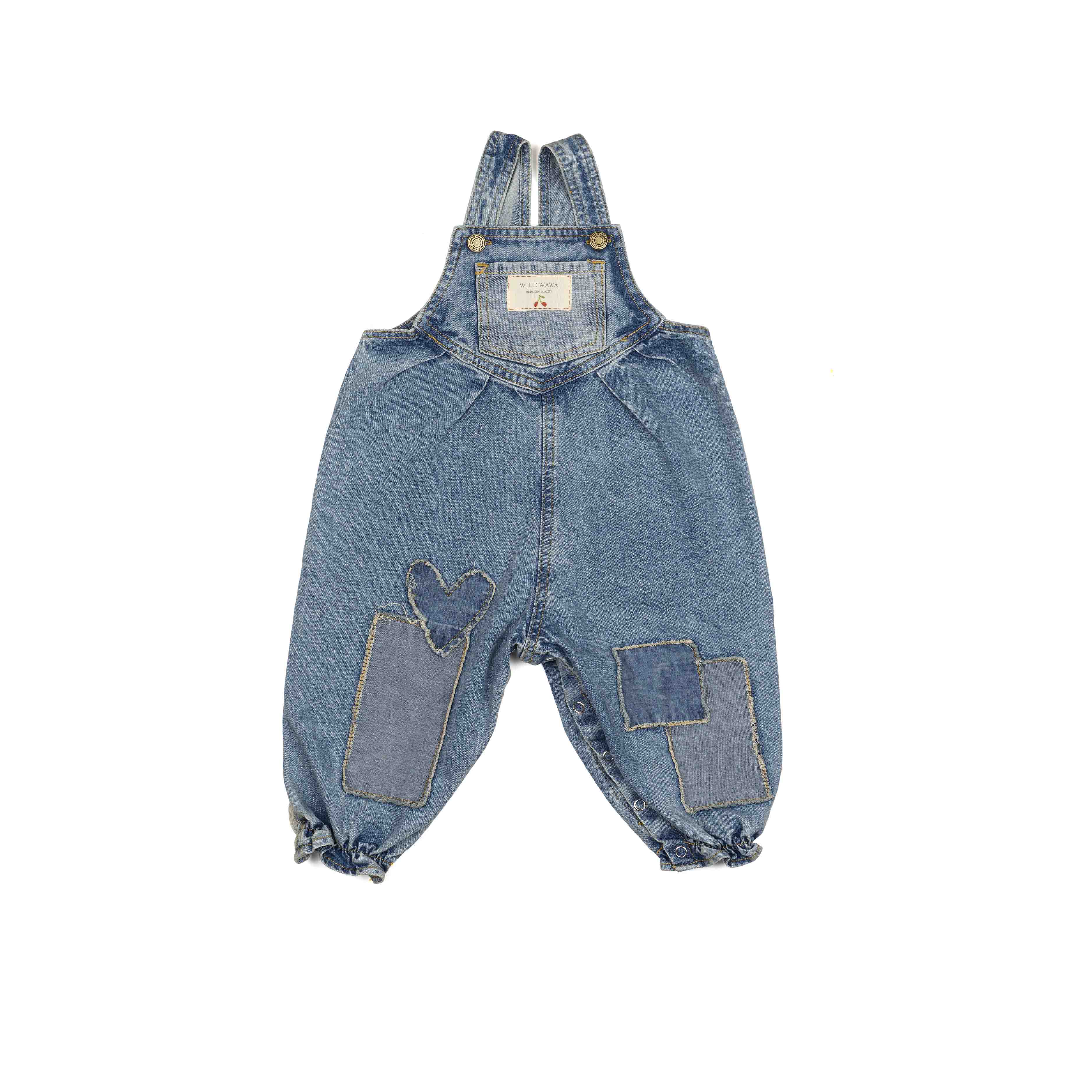 Patchwork Heart Overalls - Denim - Twinkle Twinkle Little One