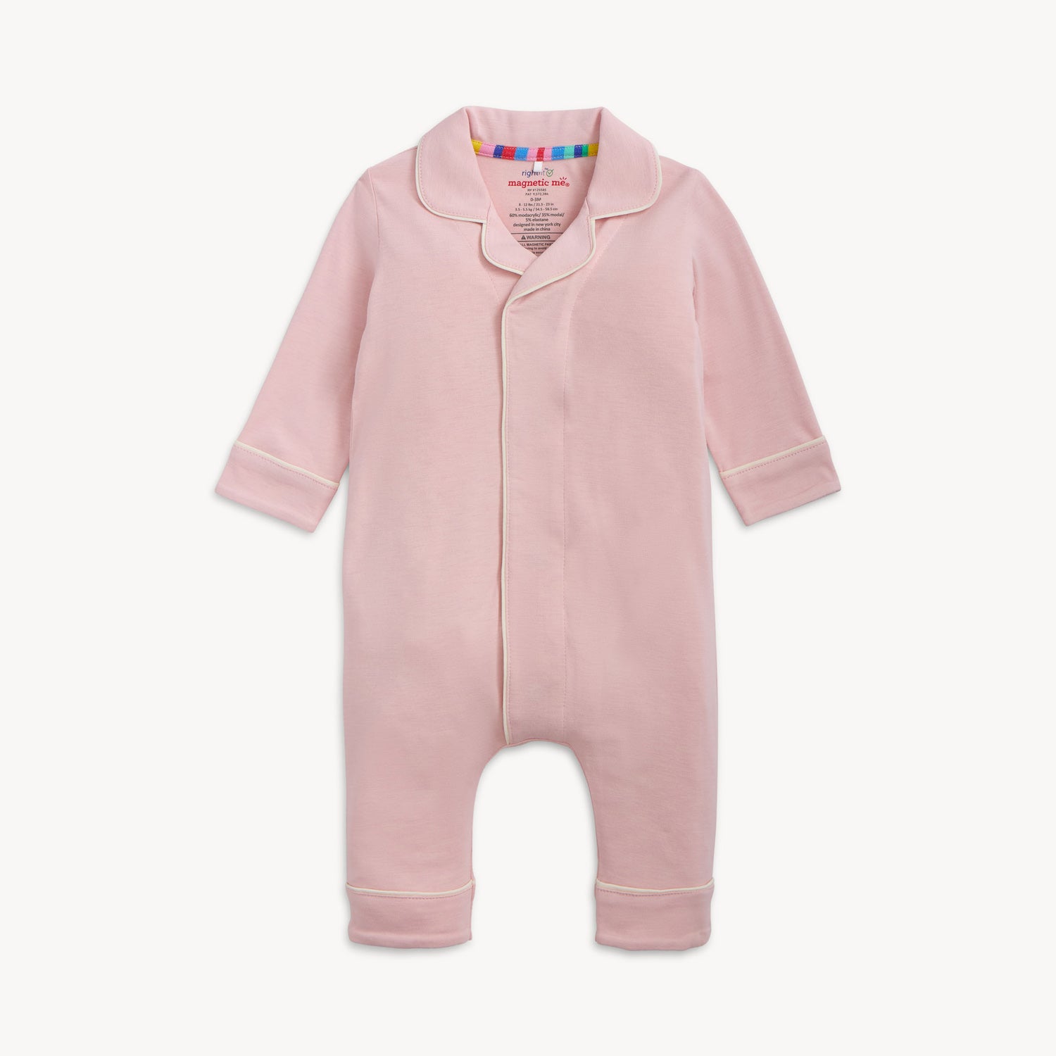 Pink baby onesie with a collar on a white background