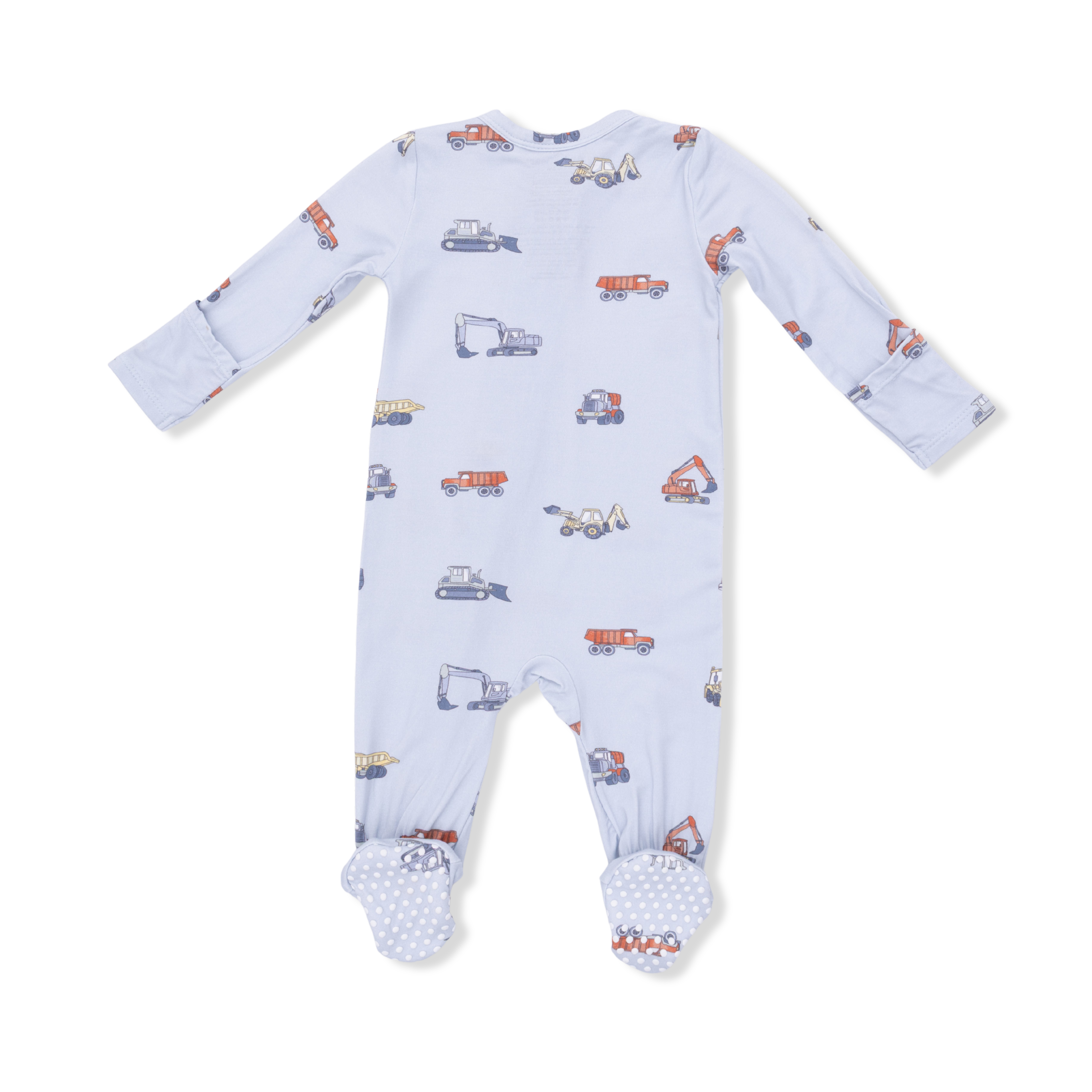 Construction Vehicles 2 Way Zipper Footie