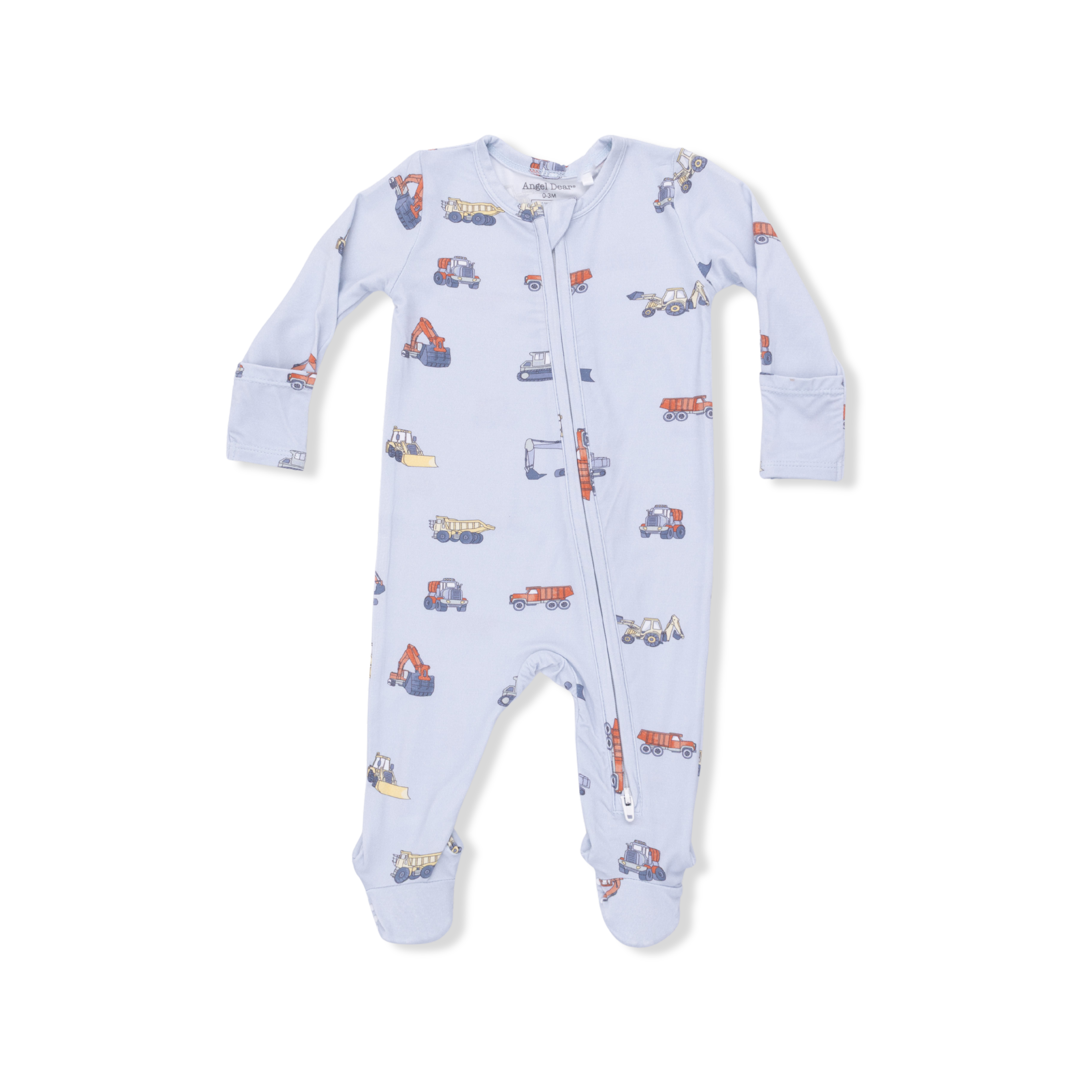 Construction Vehicles 2 Way Zipper Footie