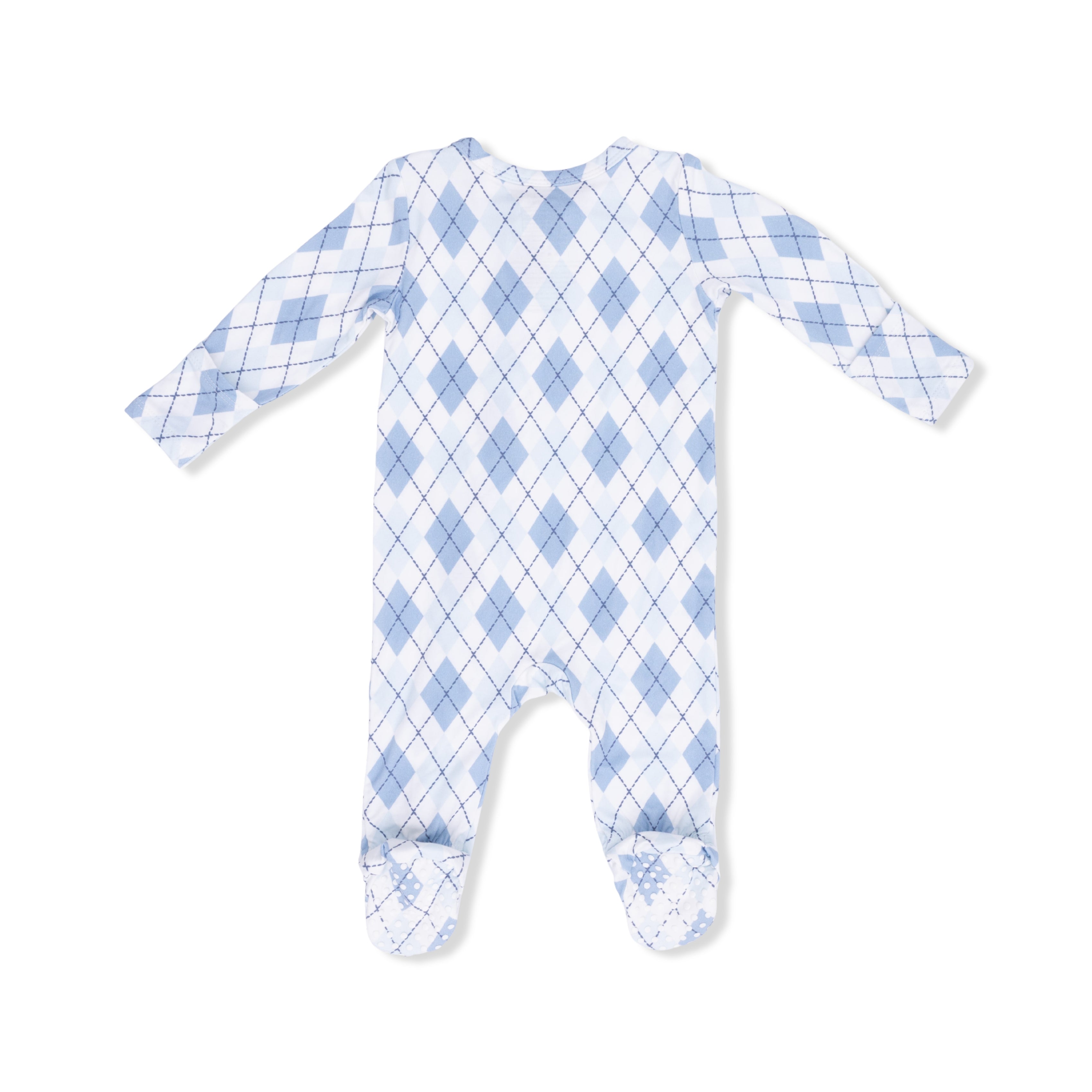 Blue Argyle 2 Way Zipper Footie