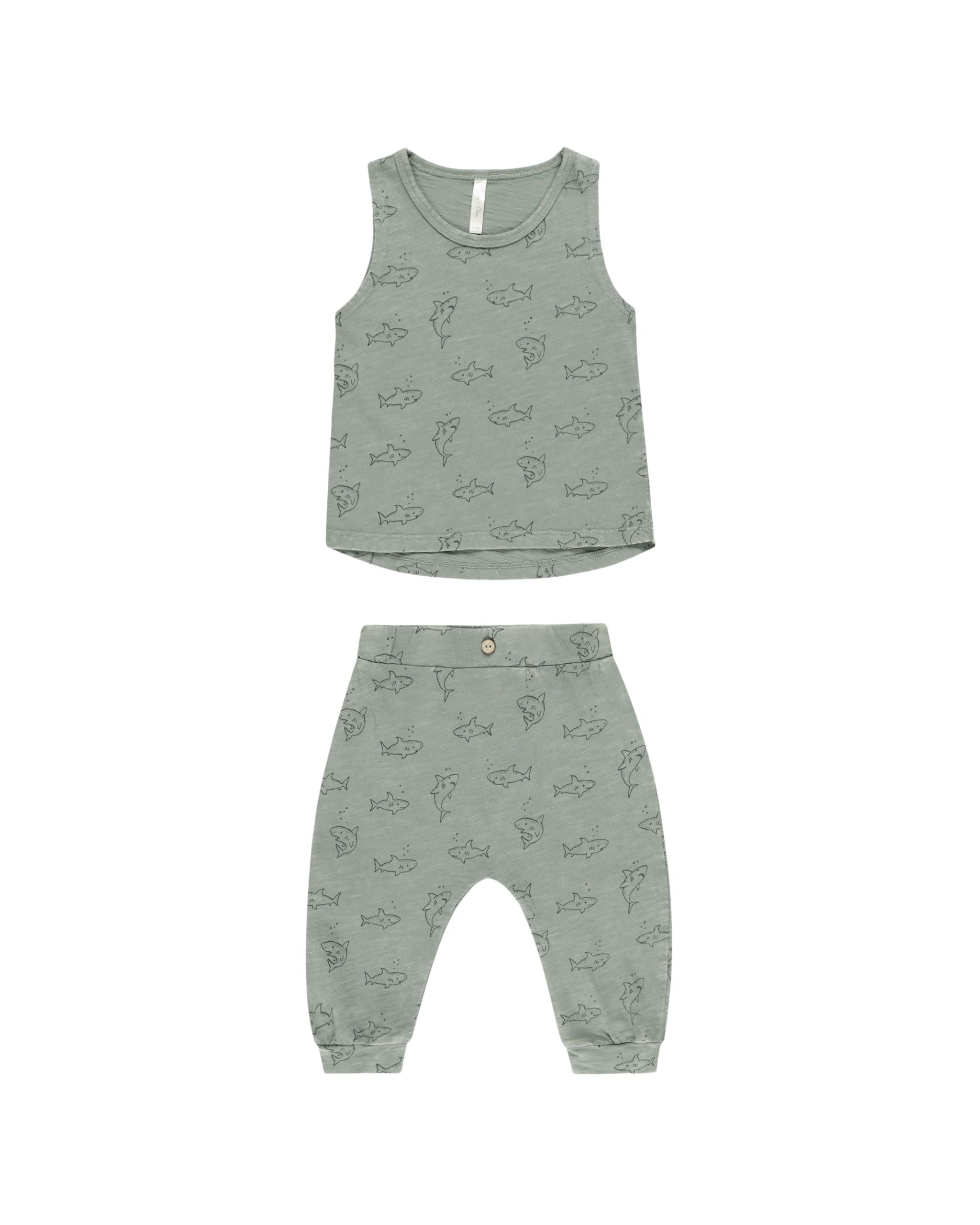 Tank + Slouch Pant Set - Sharks - Twinkle Twinkle Little One