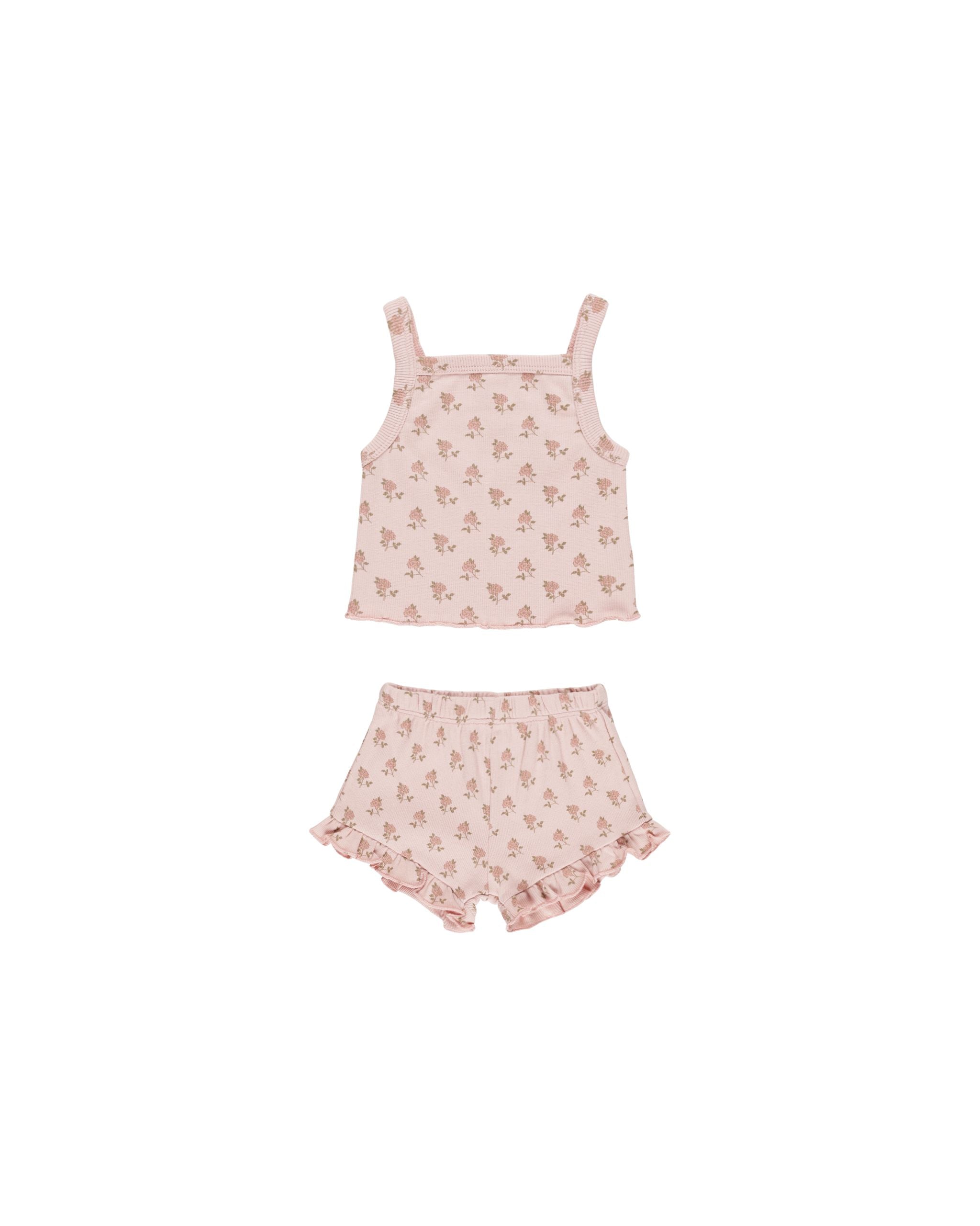 Evie Tank + Shortie Set - Roses - Twinkle Twinkle Little One