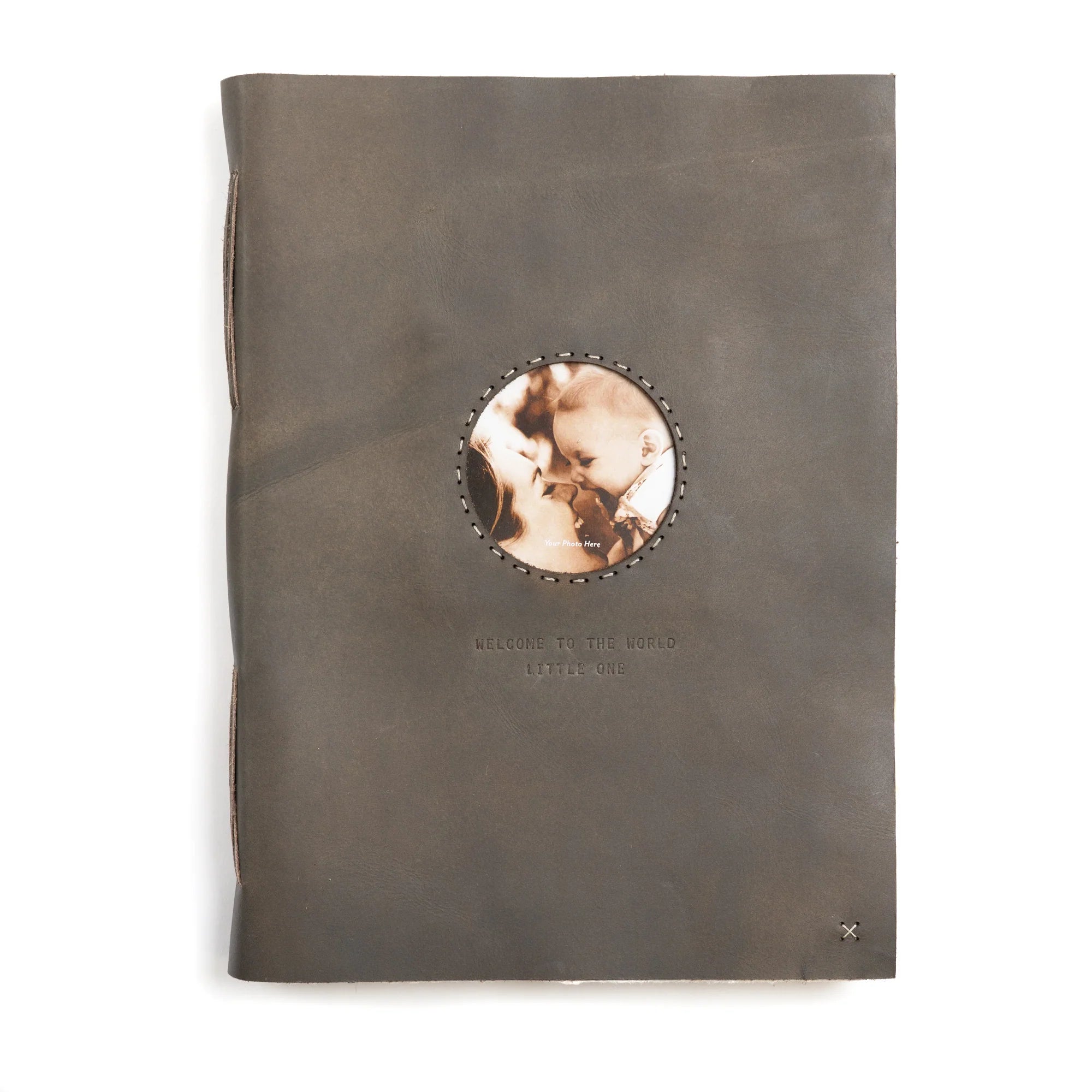 Welcome To The World Heirloom Leather Photo Album in Grey - Twinkle Twinkle Little One