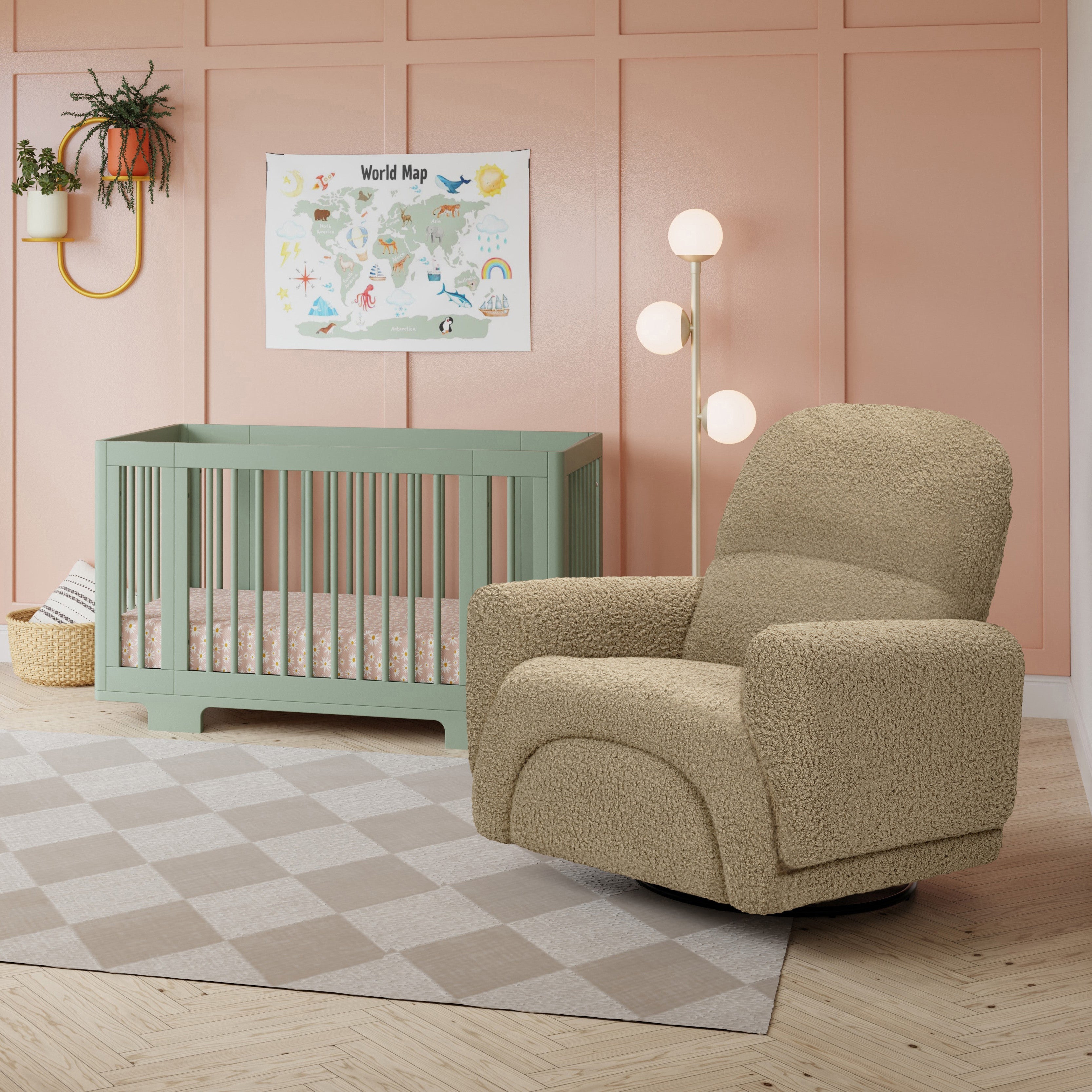 Babyletto Rainbow Recliner and Swivel Glider in Teddy Loop
