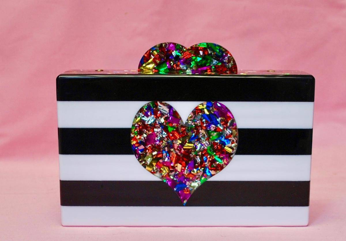 Black & White With Heart Acrylic Box Bag - Twinkle Twinkle Little One