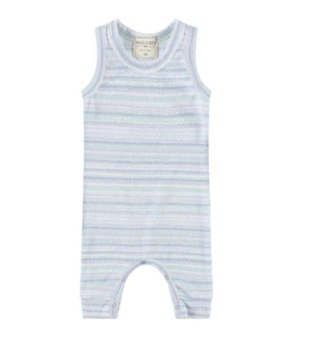 Whim-zzz Loop Terry Tank Romper - Blue Stripe - Twinkle Twinkle Little One