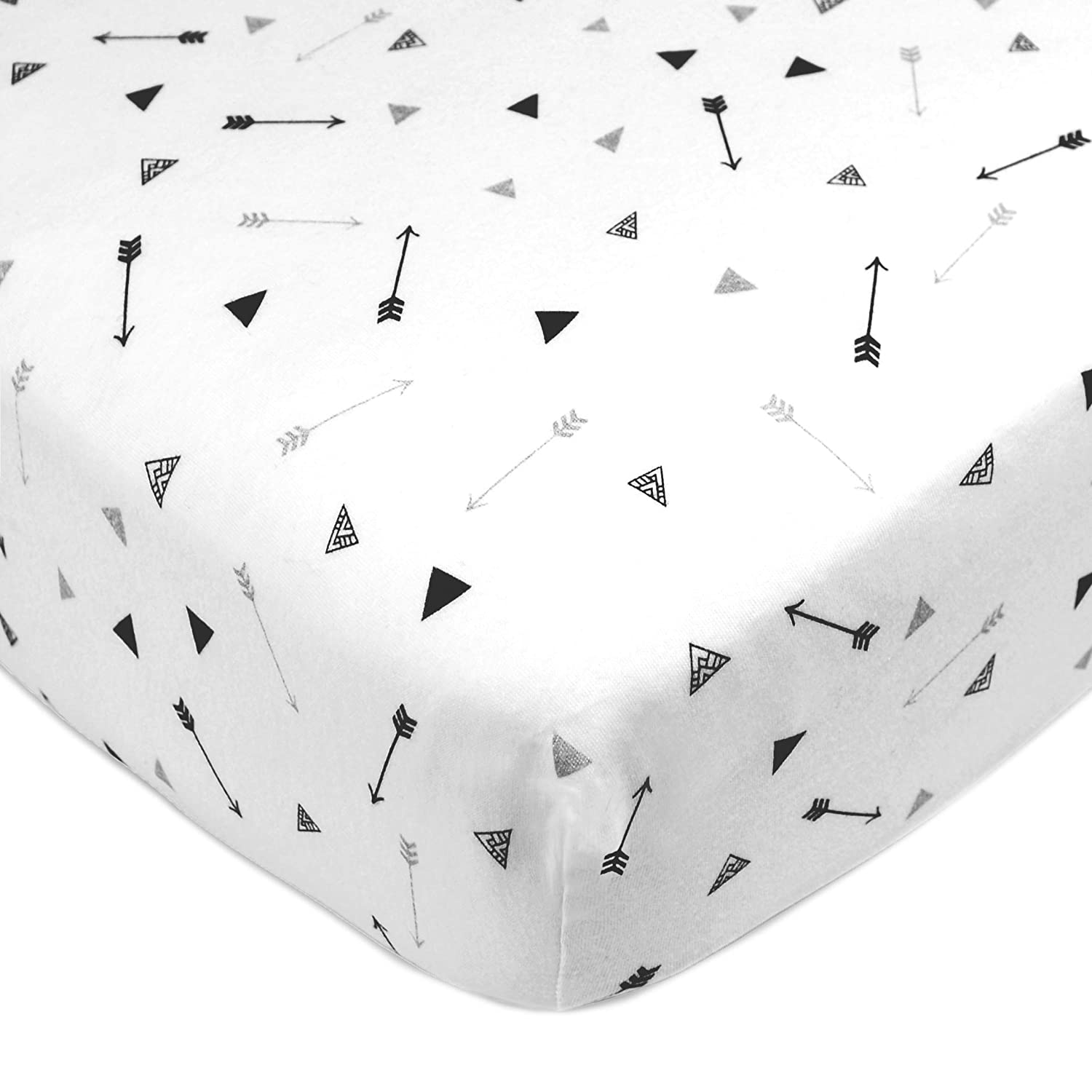 Silver & Black Arrow Metallic Sparkle Crib Sheet - Twinkle Twinkle Little One