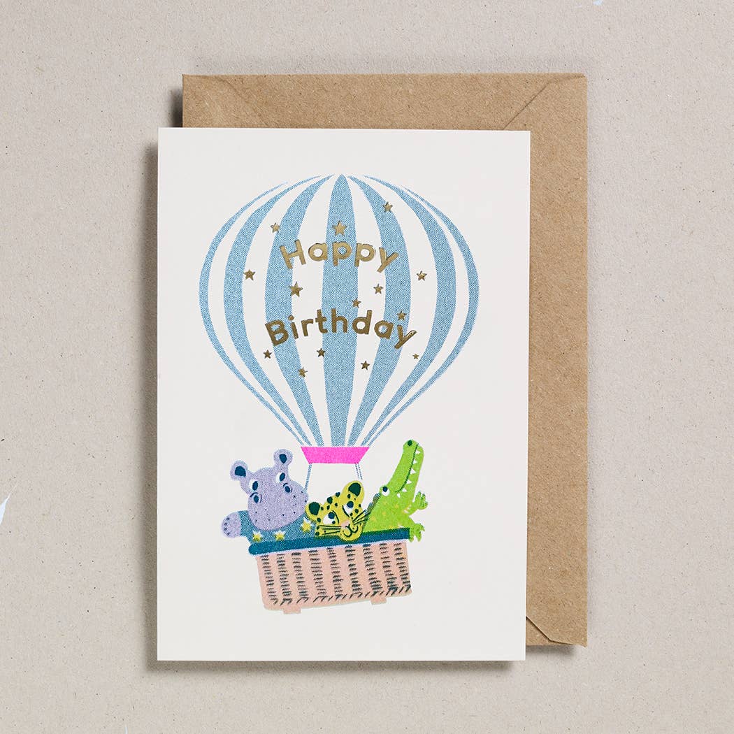 Hot Air Balloon Happy Birthday Card - Twinkle Twinkle Little One