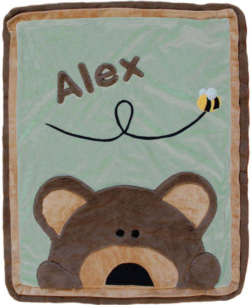 Peekaboo Bear Boogie Baby Crib Blanket with Trim