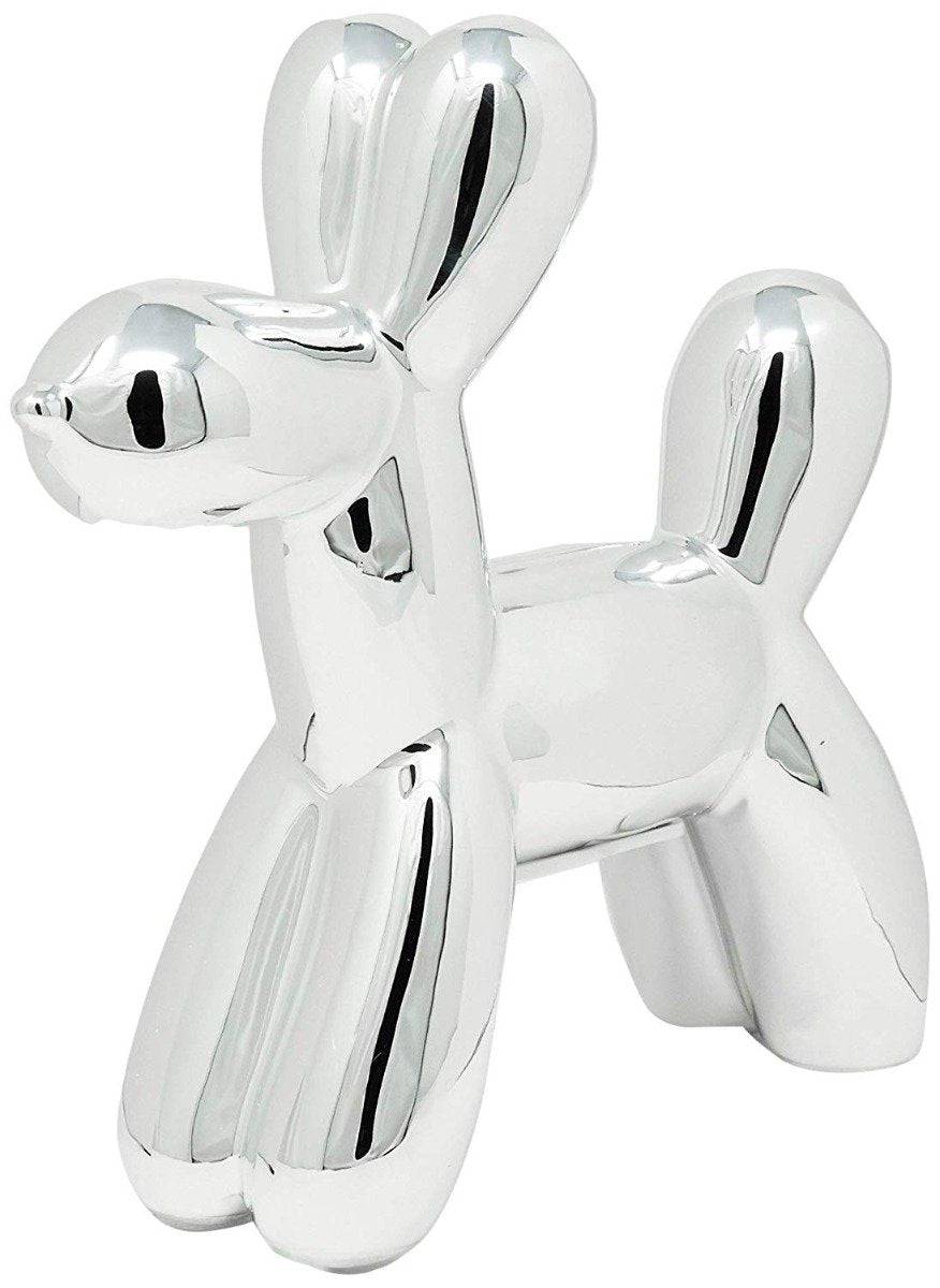 Silver Mini Balloon Dog Bank - 7.5