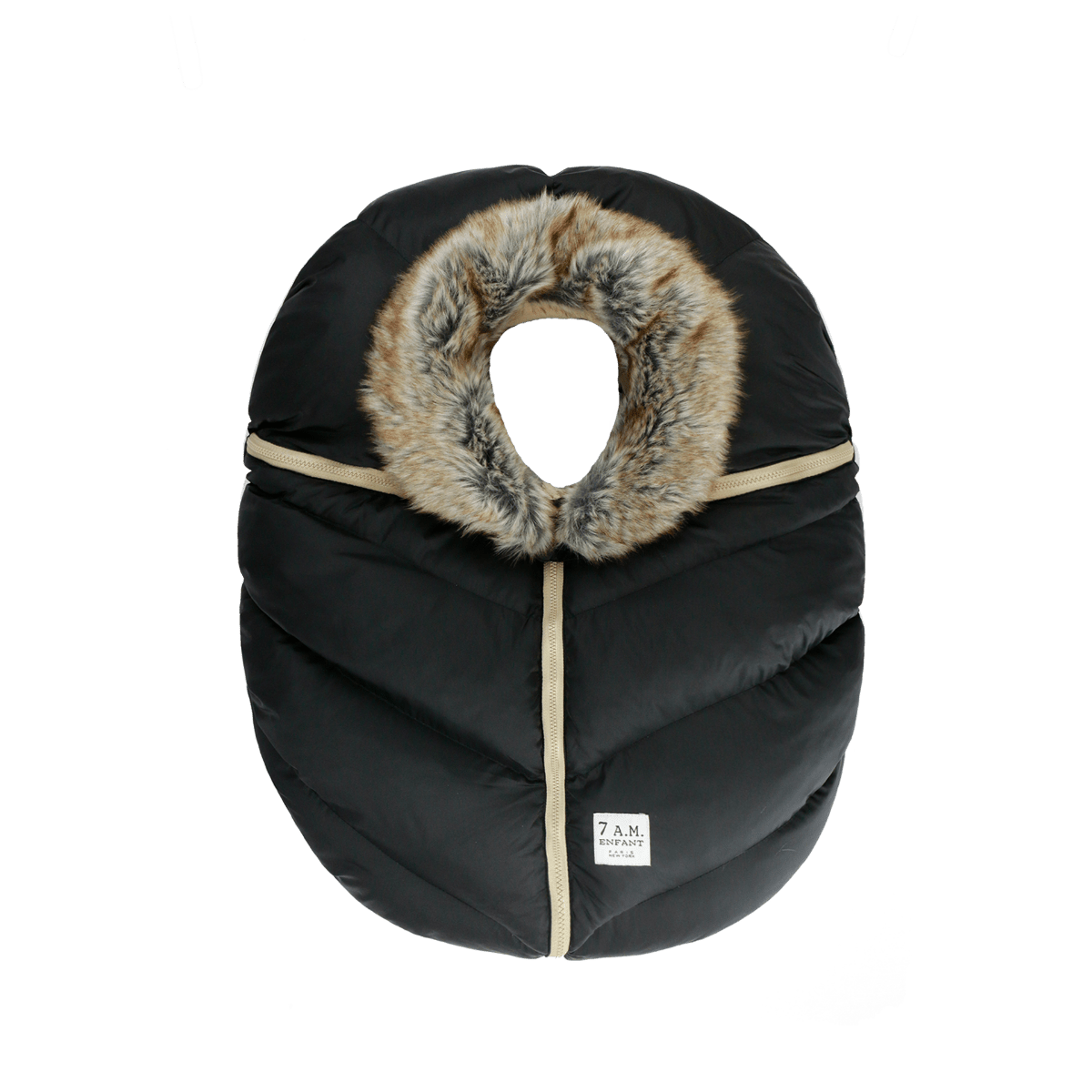 Car Seat Cocoon - Black Faux Fur - Twinkle Twinkle Little One