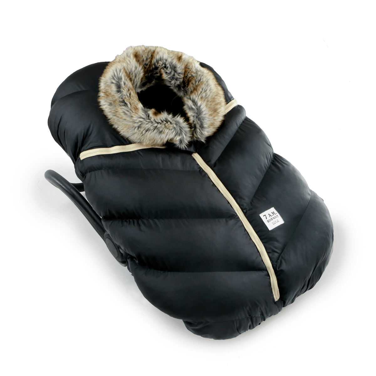Car Seat Cocoon - Black Faux Fur
