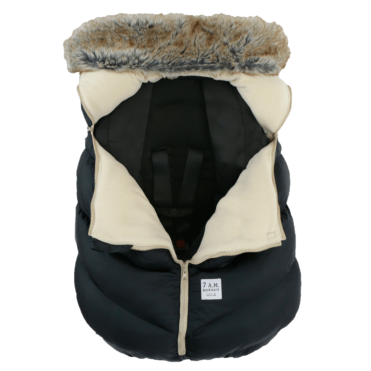 Car Seat Cocoon - Black Faux Fur