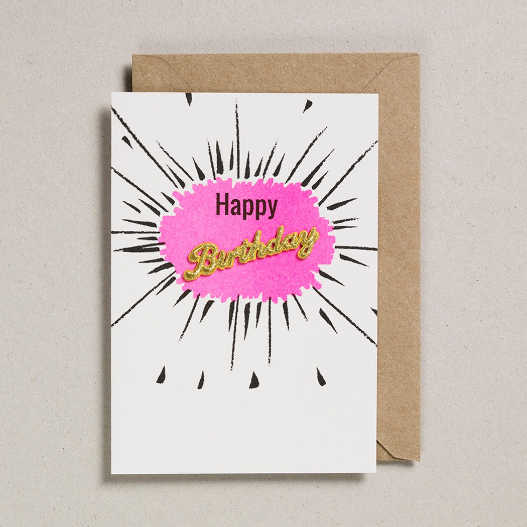 Happy Birthday Fluro Pink Card - Twinkle Twinkle Little One