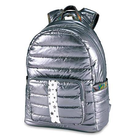 Puffer Backpacks-Gunmetal w/ Snowflake Star Strap - Twinkle Twinkle Little One