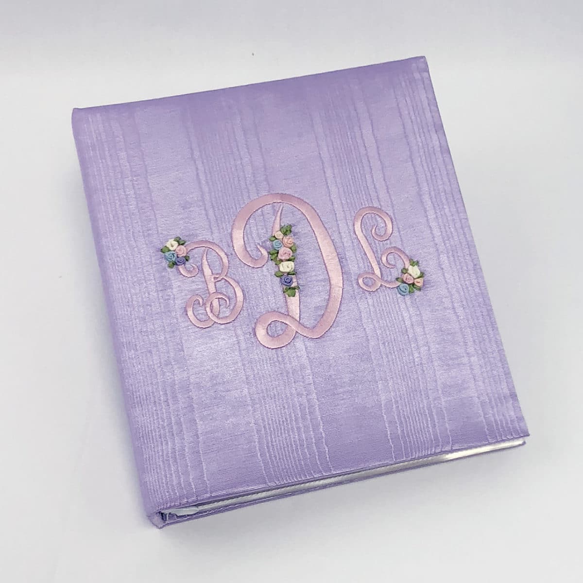 Baby Memory Book in Moiré with Silk Ribbon Flowers - Twinkle Twinkle Little One