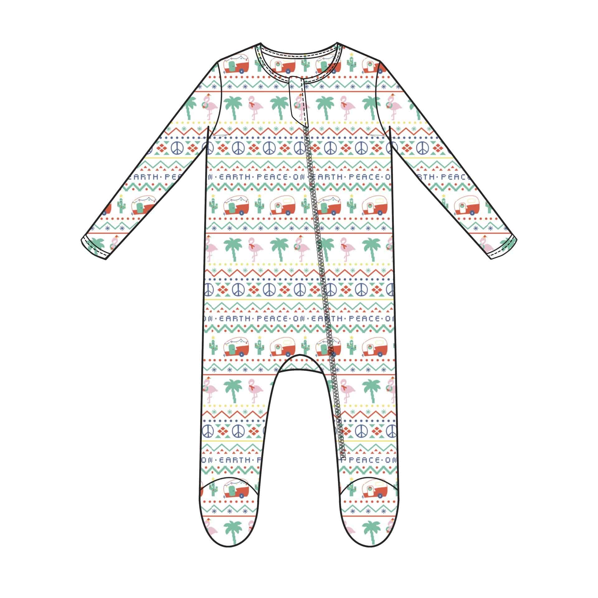 California Fair Isle Zipper Footie - Twinkle Twinkle Little One