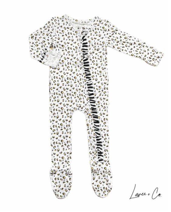Allie Leopard Ruffle Footie - Twinkle Twinkle Little One
