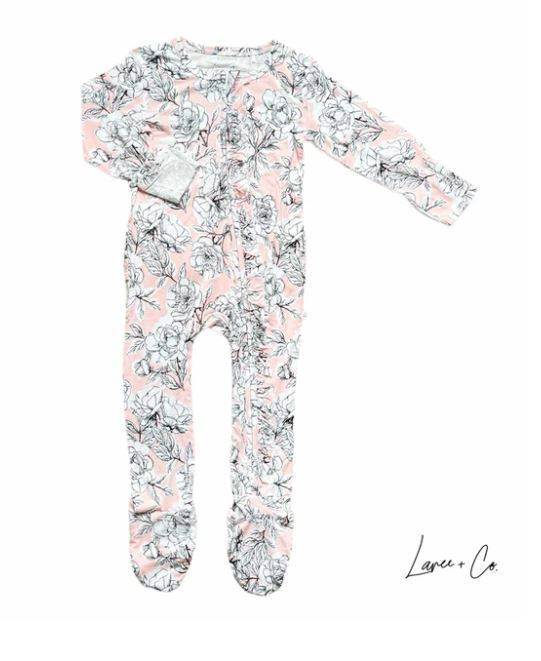 Allie Floral Ruffle Footie - Twinkle Twinkle Little One