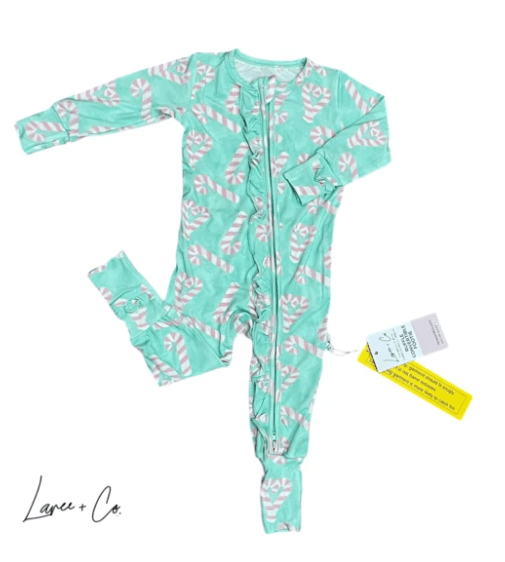 Lillian’s Candy Canes Ruffle Convertible Footie - Twinkle Twinkle Little One