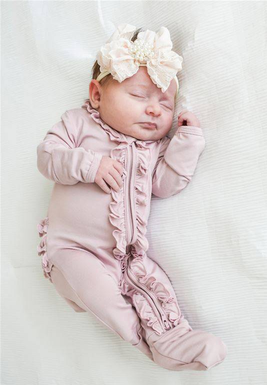 Dusty Mauve Ruffle Footie - Twinkle Twinkle Little One