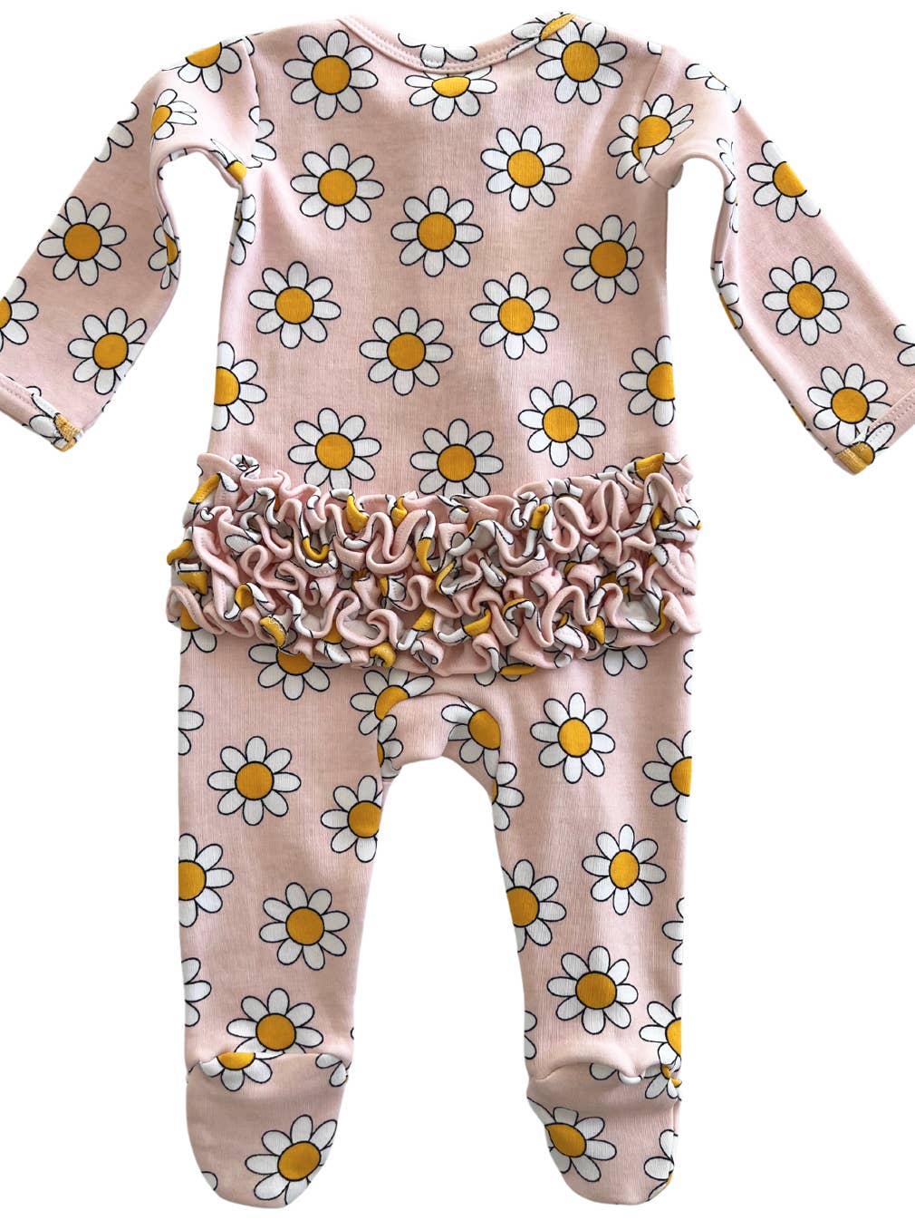Daisy Pop Taffy Organic Frill Zip Footie - Twinkle Twinkle Little One
