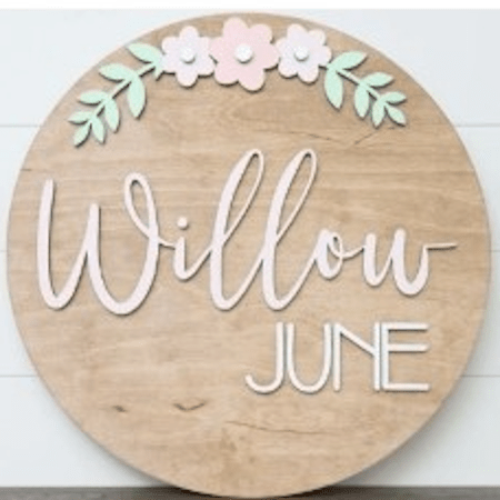 Round Personalized Wood Name Sign | Flower - Twinkle Twinkle Little One