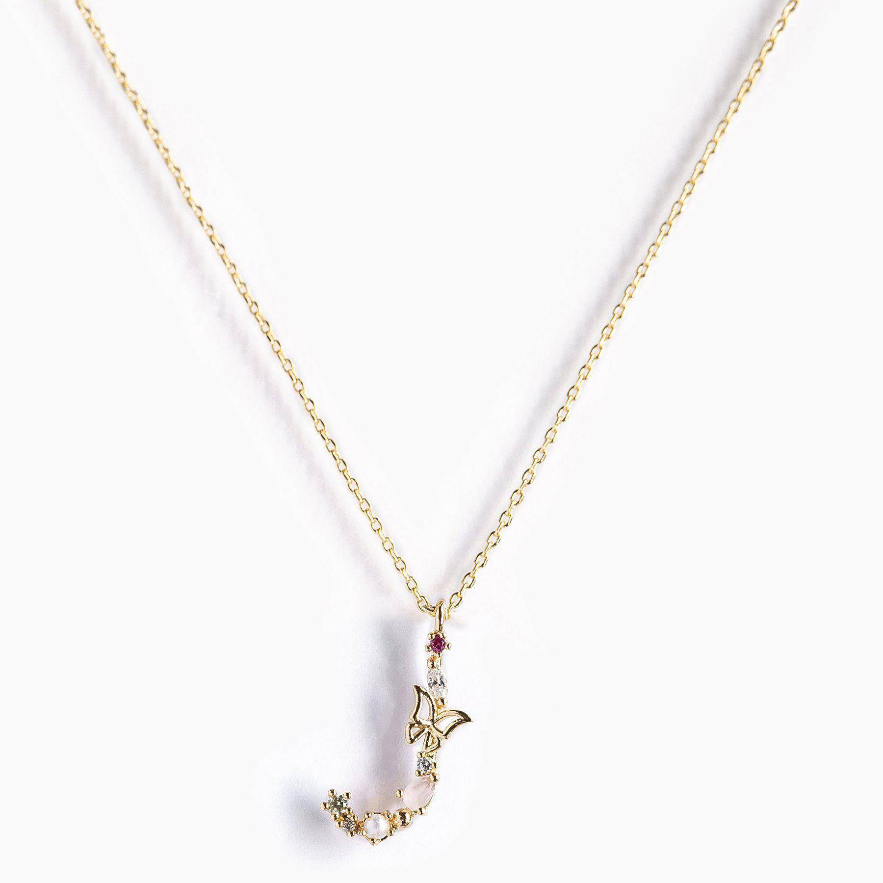 Flutterfly Stone Initial Necklace - Gold - Twinkle Twinkle Little One